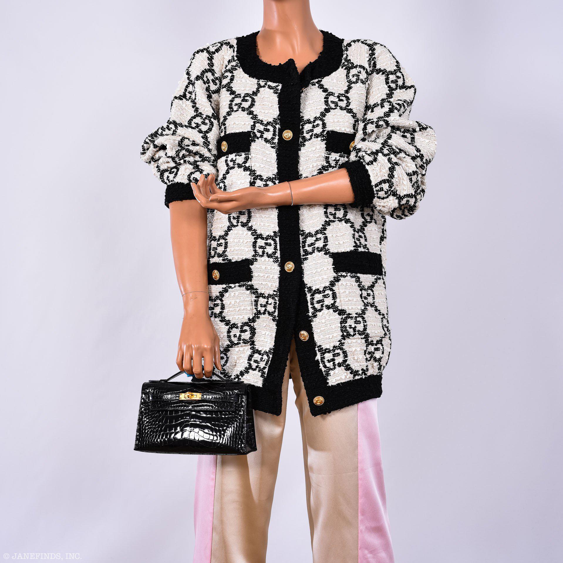 Hermès JPG Kelly Pochette Black Alligator with Gold Hardware - 2019, D