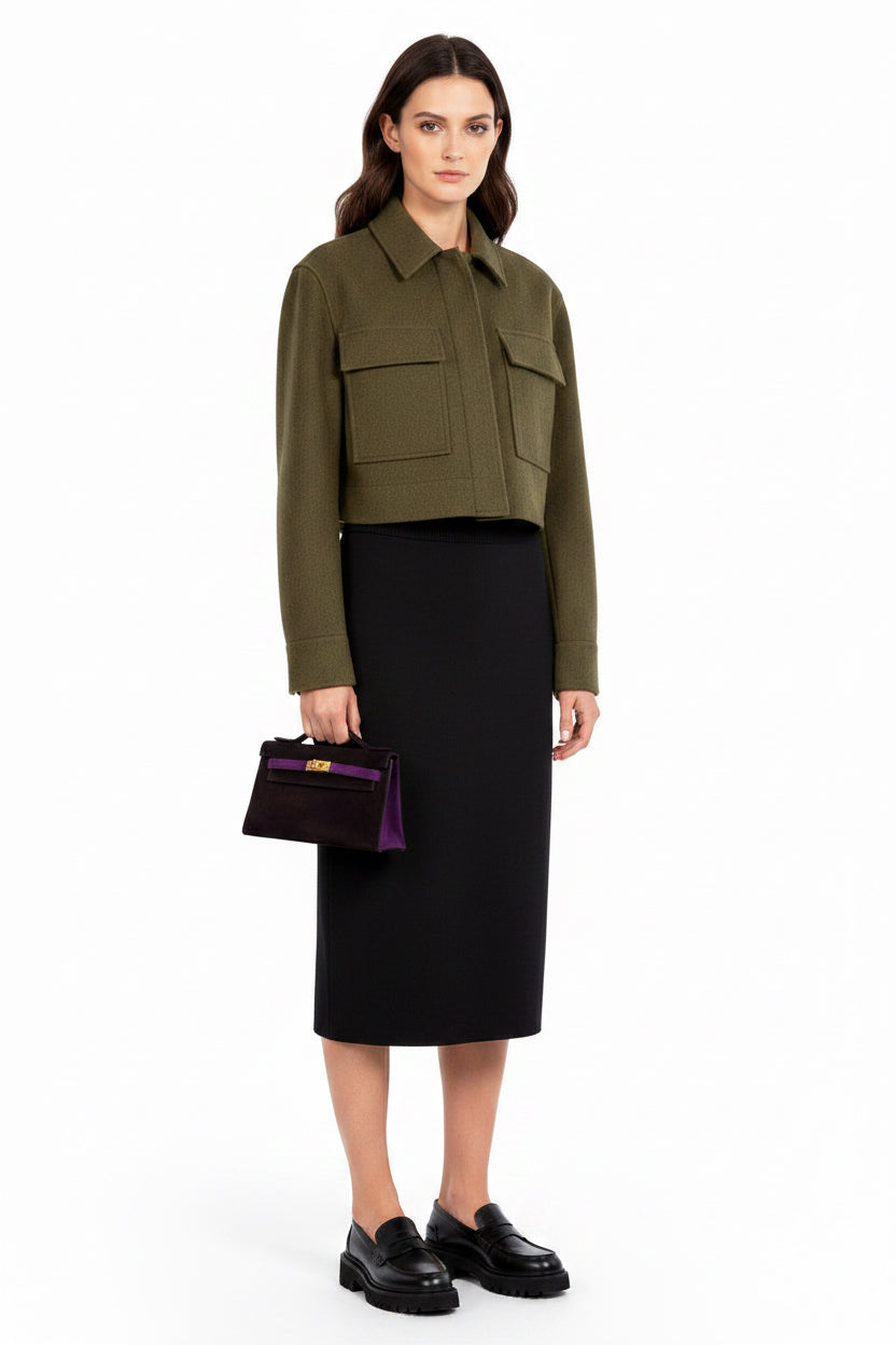 Hermès Kelly Pochette Bicolor Noir / Violet Veau Doblis Gold Hardware