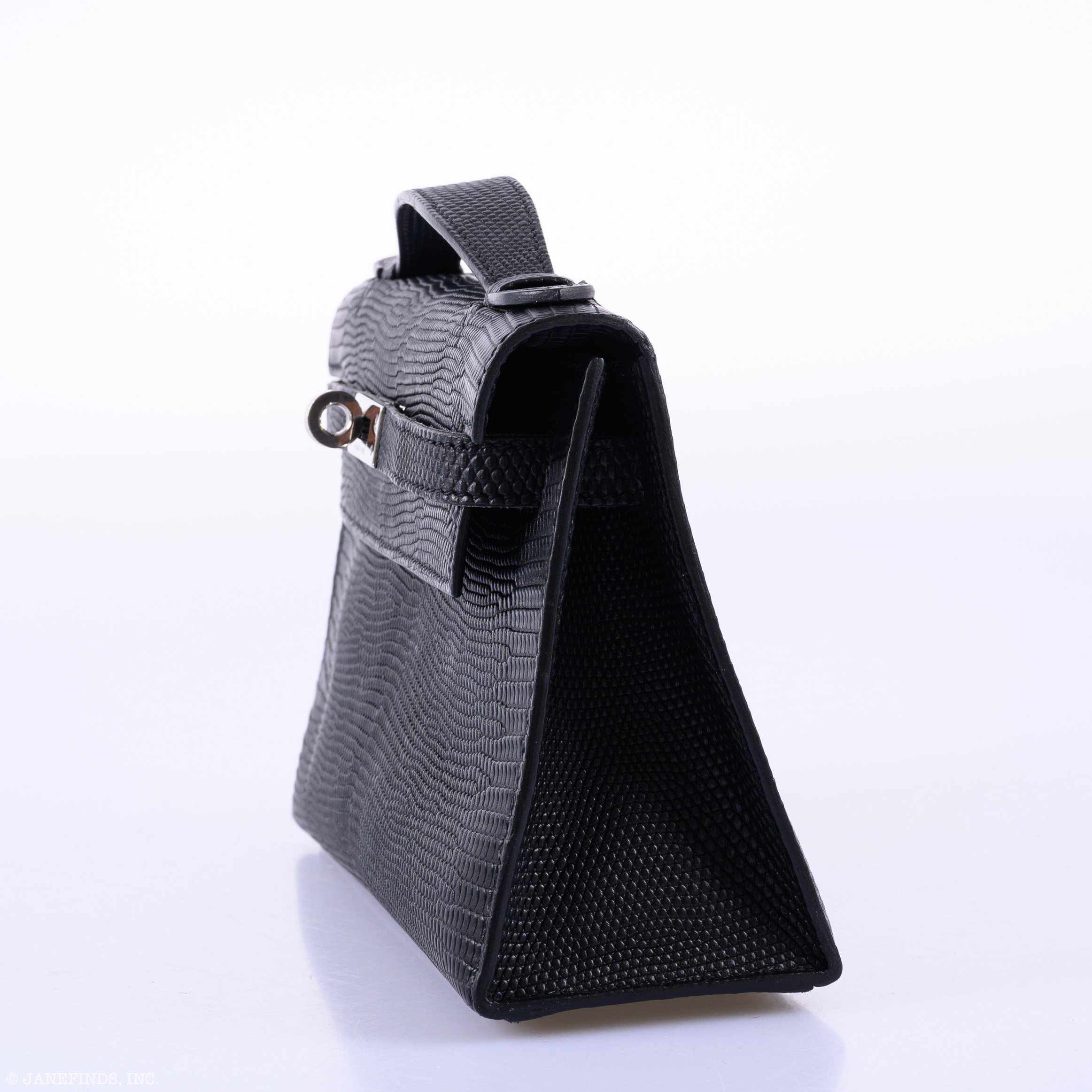 Hermès JPG Kelly Pochette Matte Black Salvatore Lizard Palladium Hardware