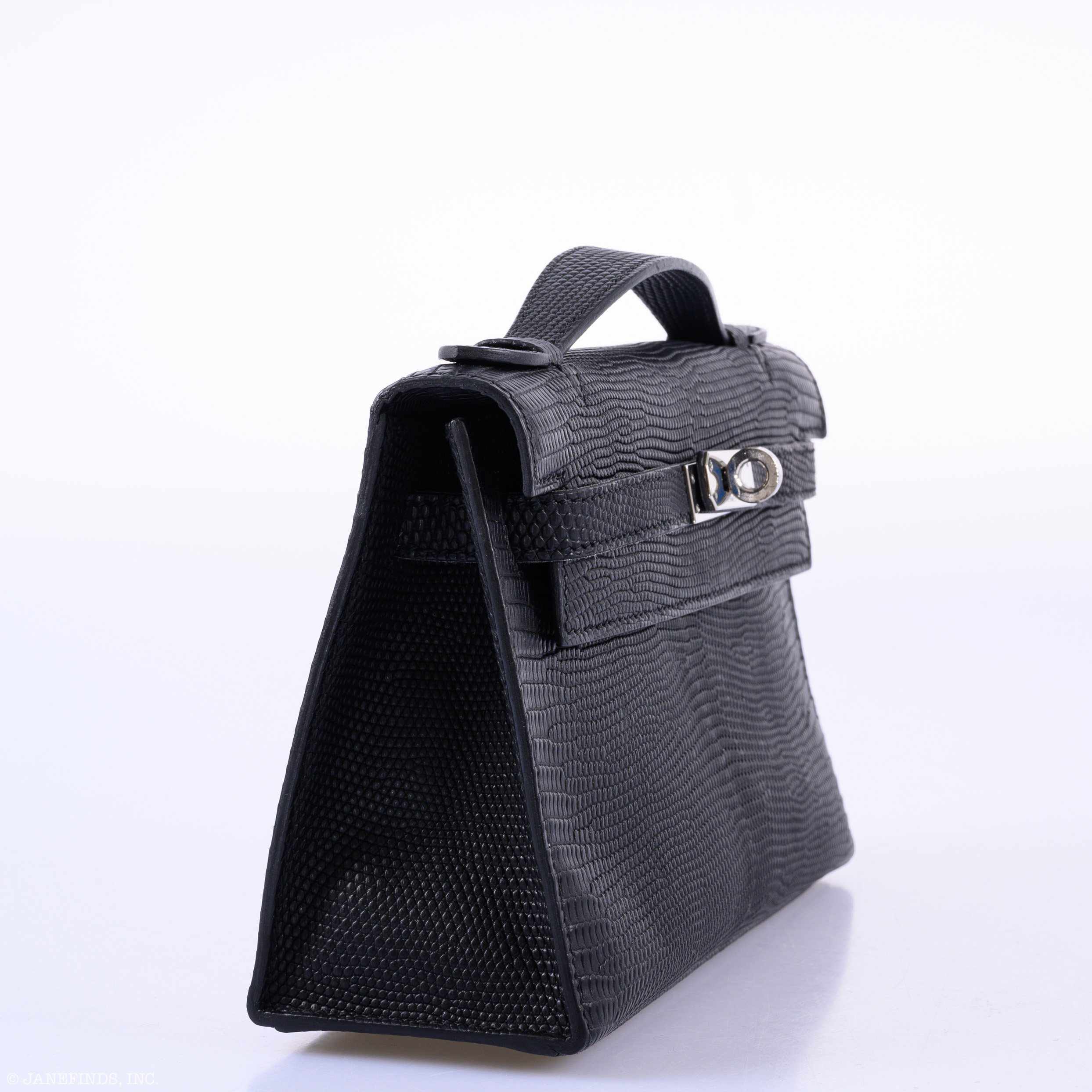 Hermès JPG Kelly Pochette Matte Black Salvatore Lizard Palladium Hardware