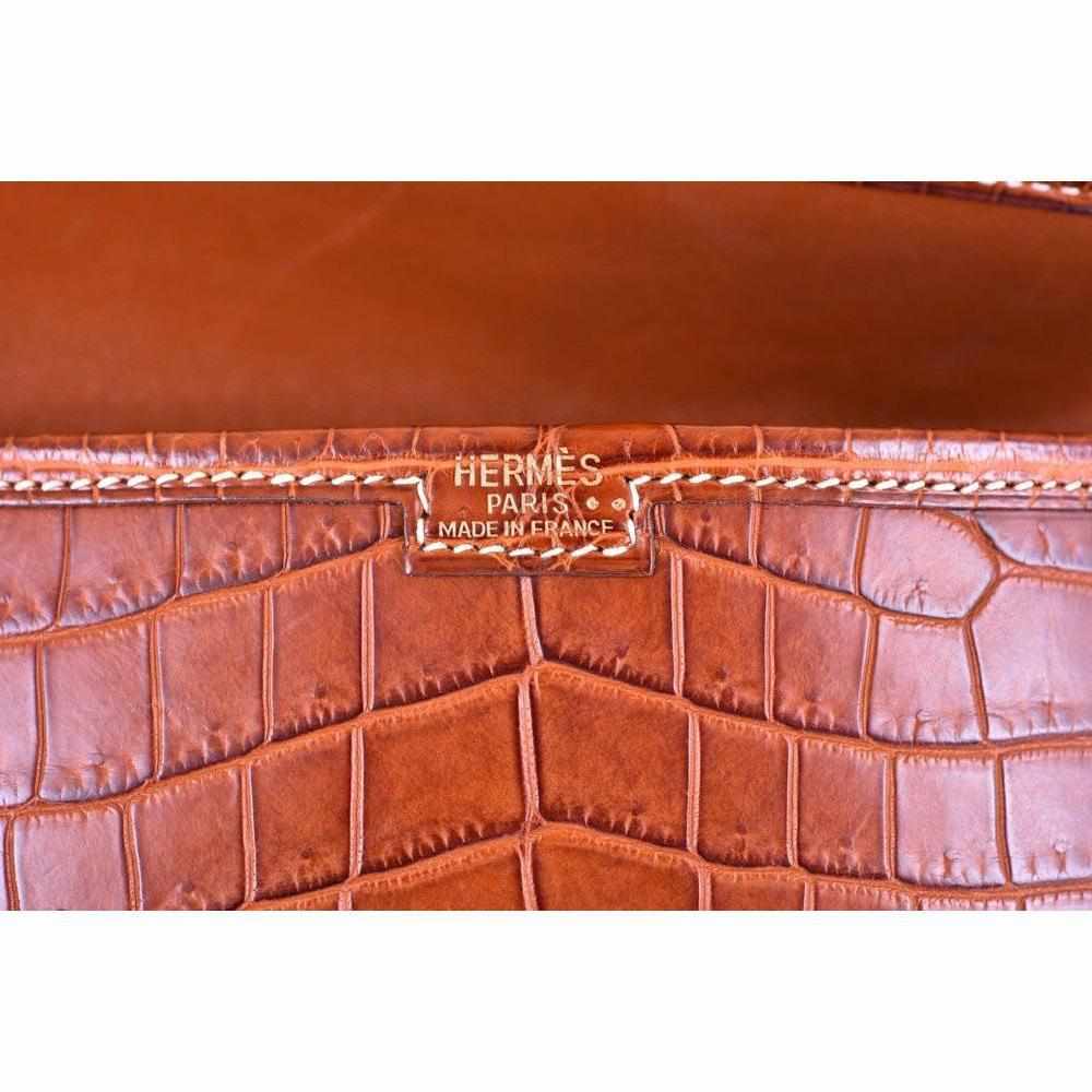 Hermès Jige 20 Matte Fauve Crocodile Niloticus Clutch Pochette