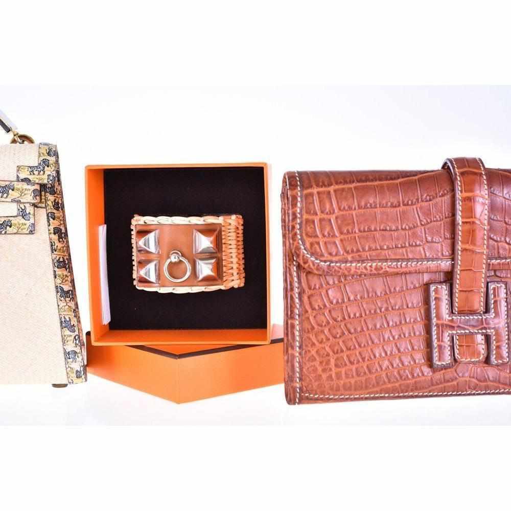 Hermès Jige 20 Matte Fauve Crocodile Niloticus Clutch Pochette