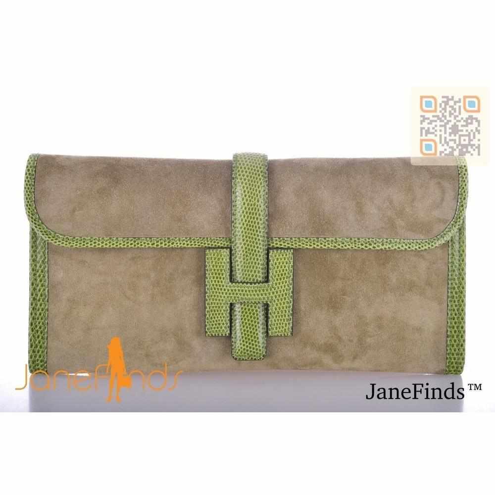 Hermès Jige 29 Lizard Clutch Suede