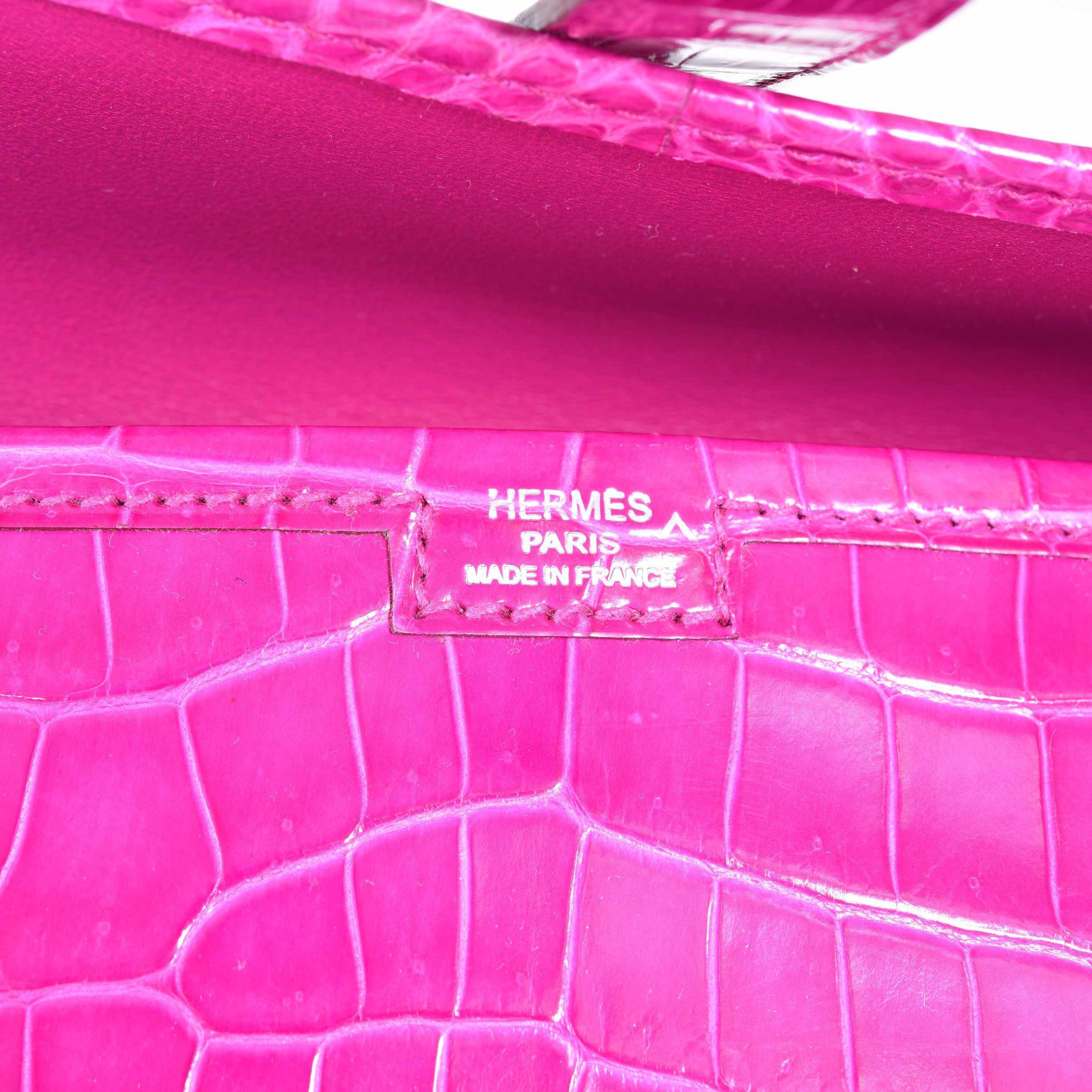 Hermès Jige Elan 29 Rose Scheherazade Shiny Porosus Crocodile Rare