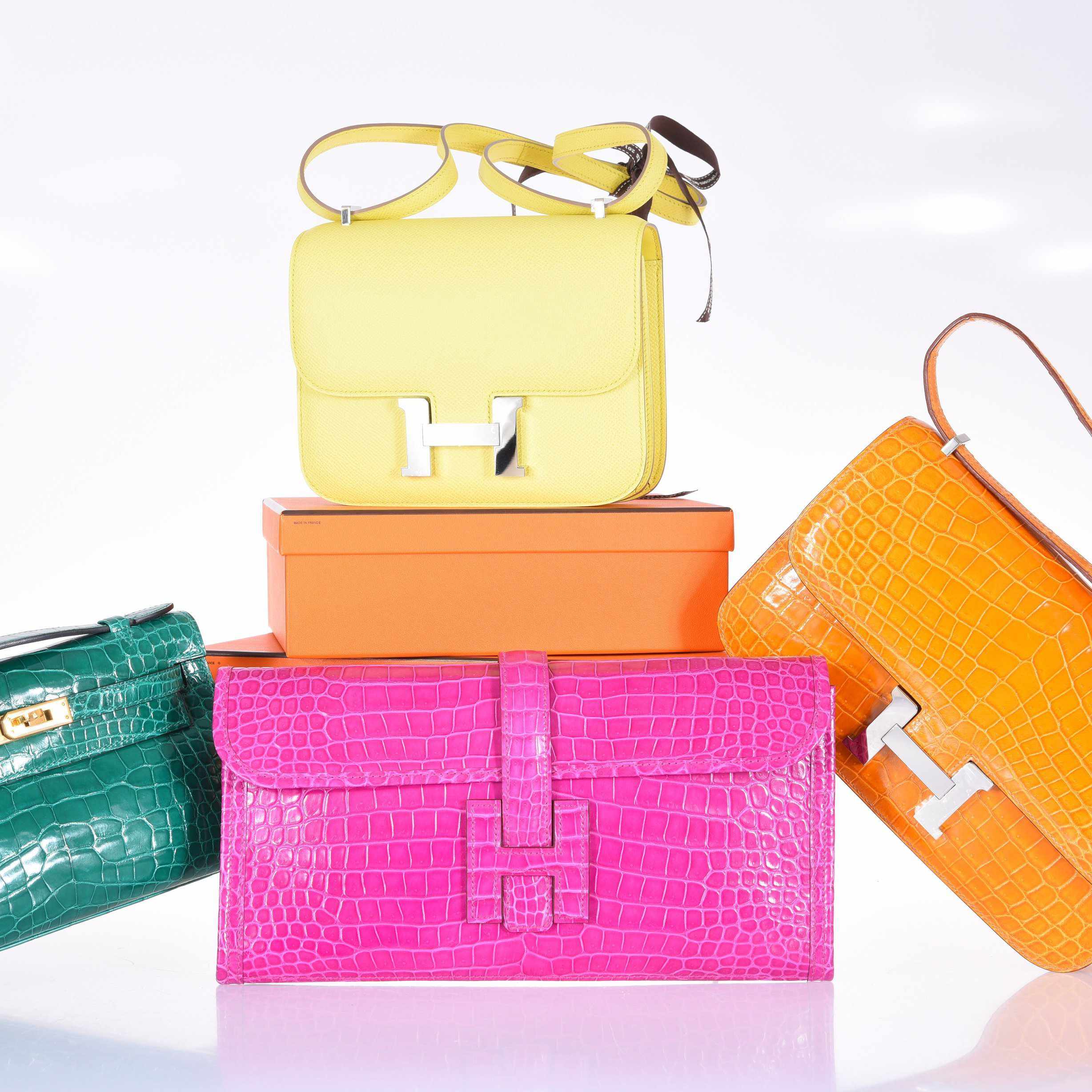 Hermès Jige Elan 29 Rose Scheherazade Shiny Porosus Crocodile Rare