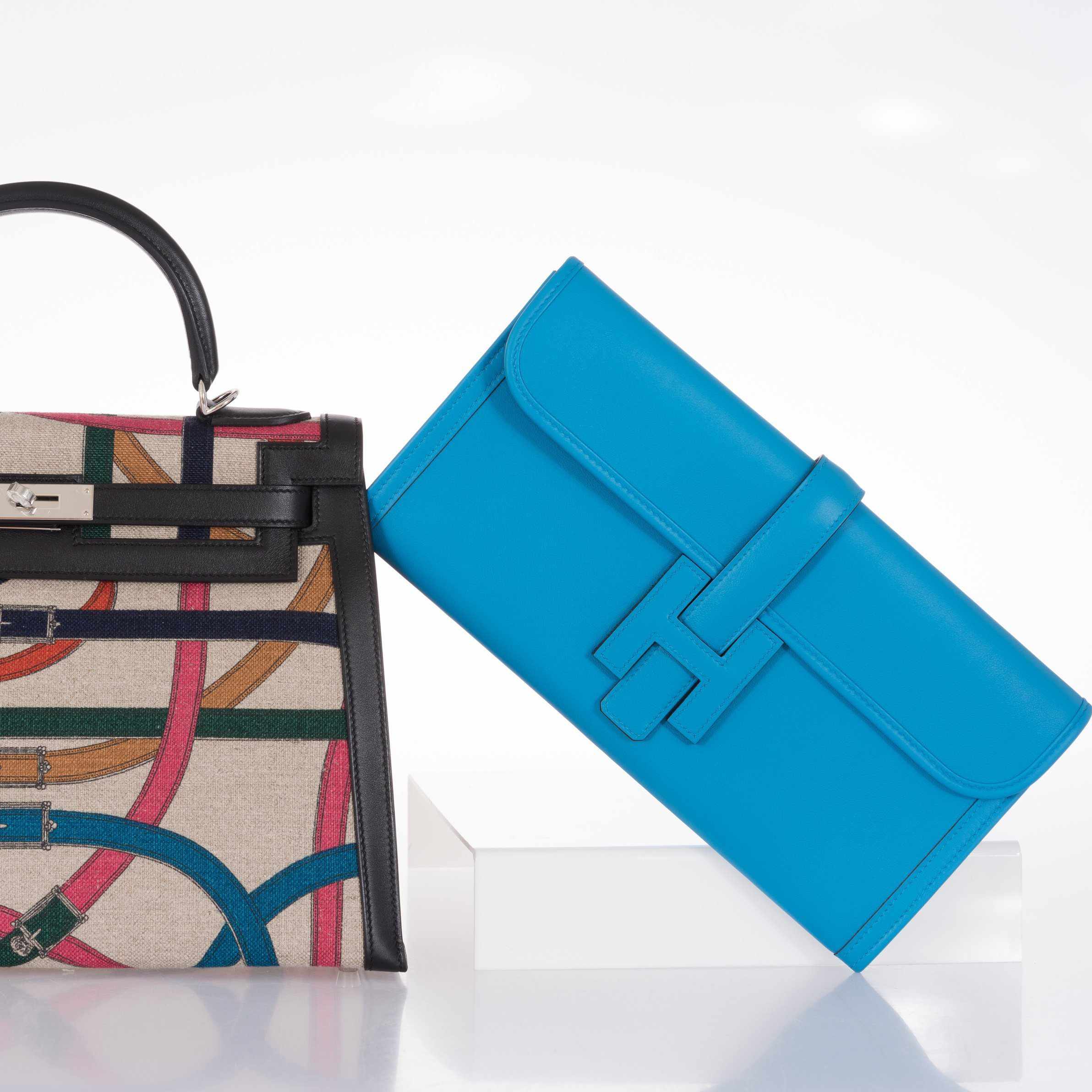 Hermès Jige Elan Clutch Blue Zanzibar Swift