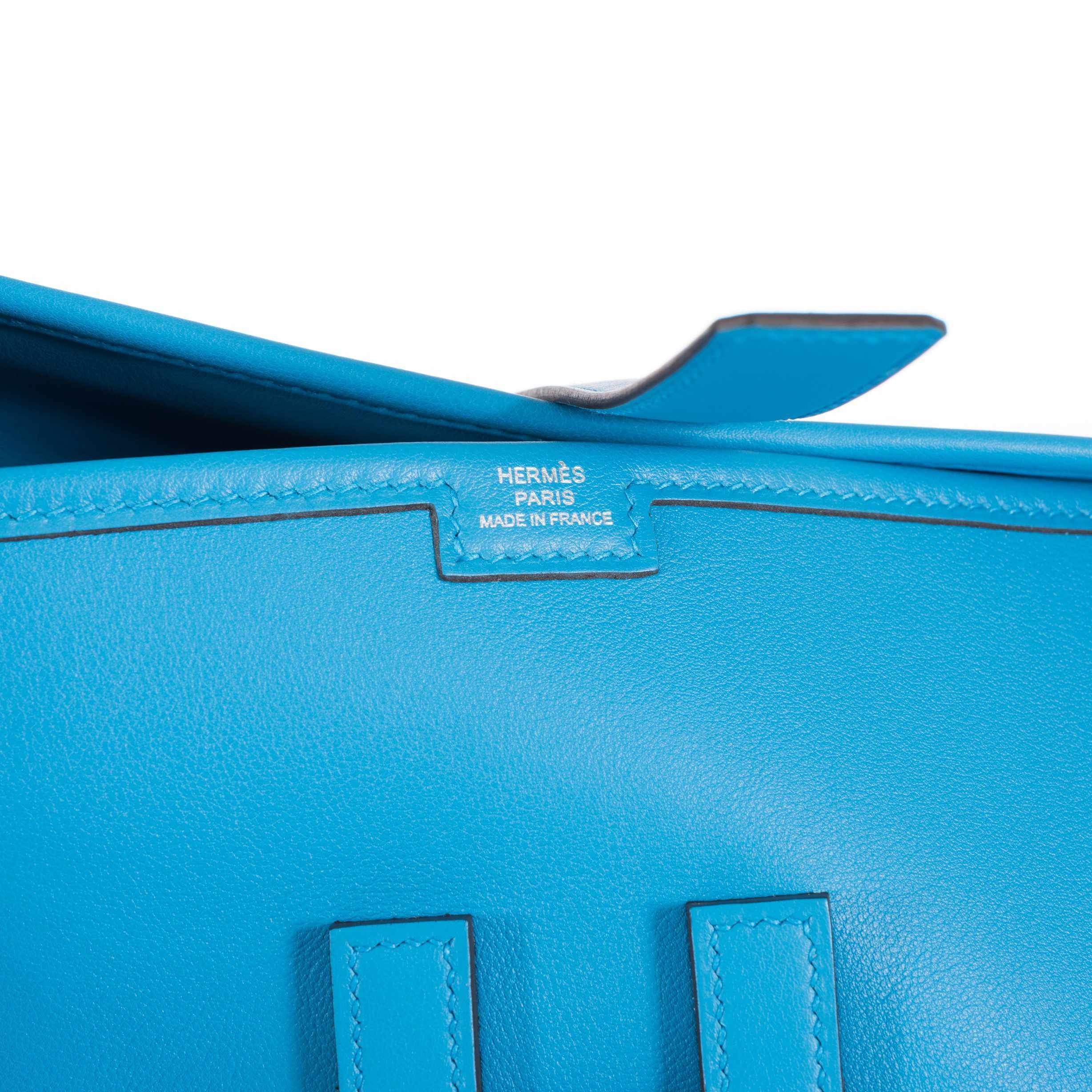 Hermès Jige Elan Clutch Blue Zanzibar Swift
