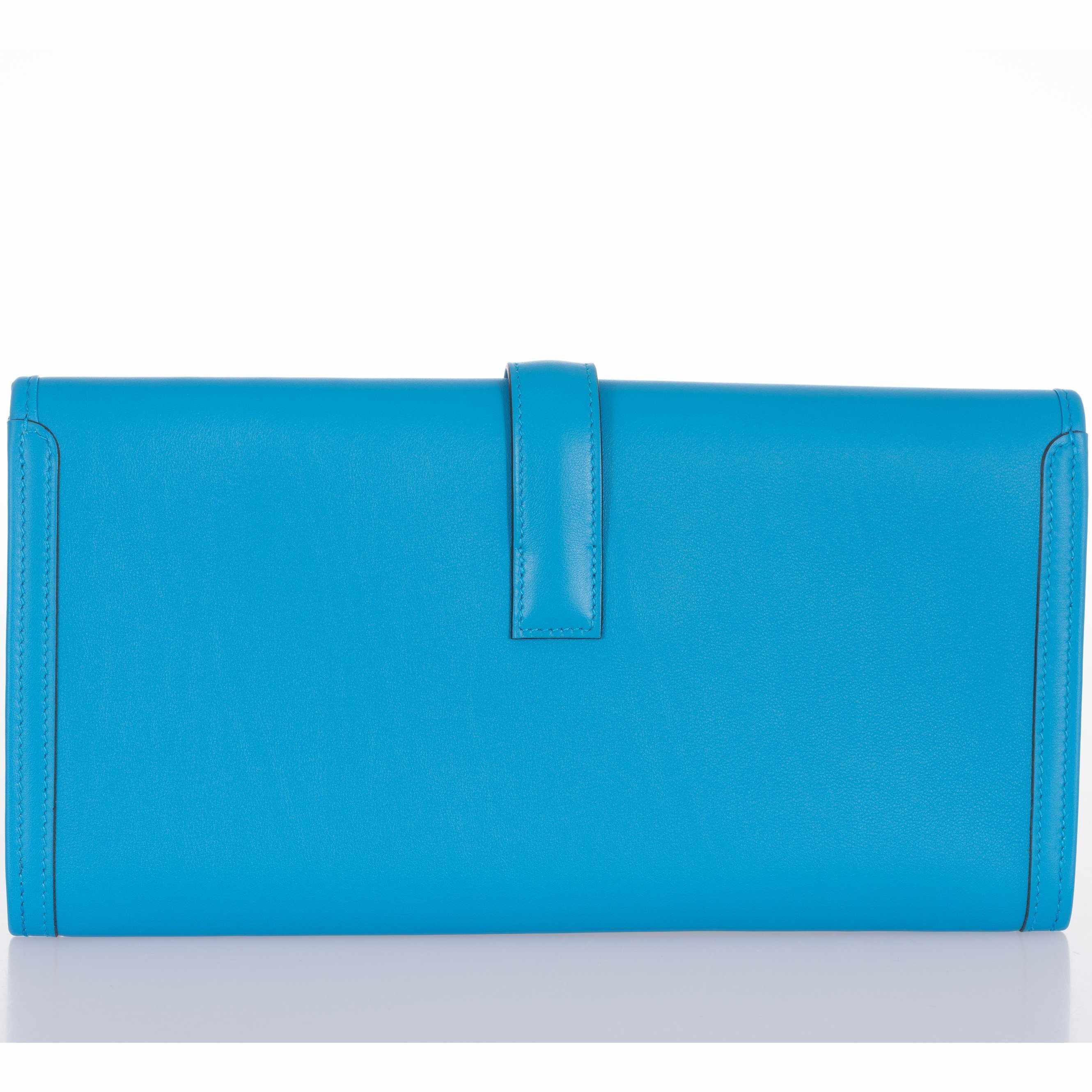 Hermès Jige Elan Clutch Blue Zanzibar Swift