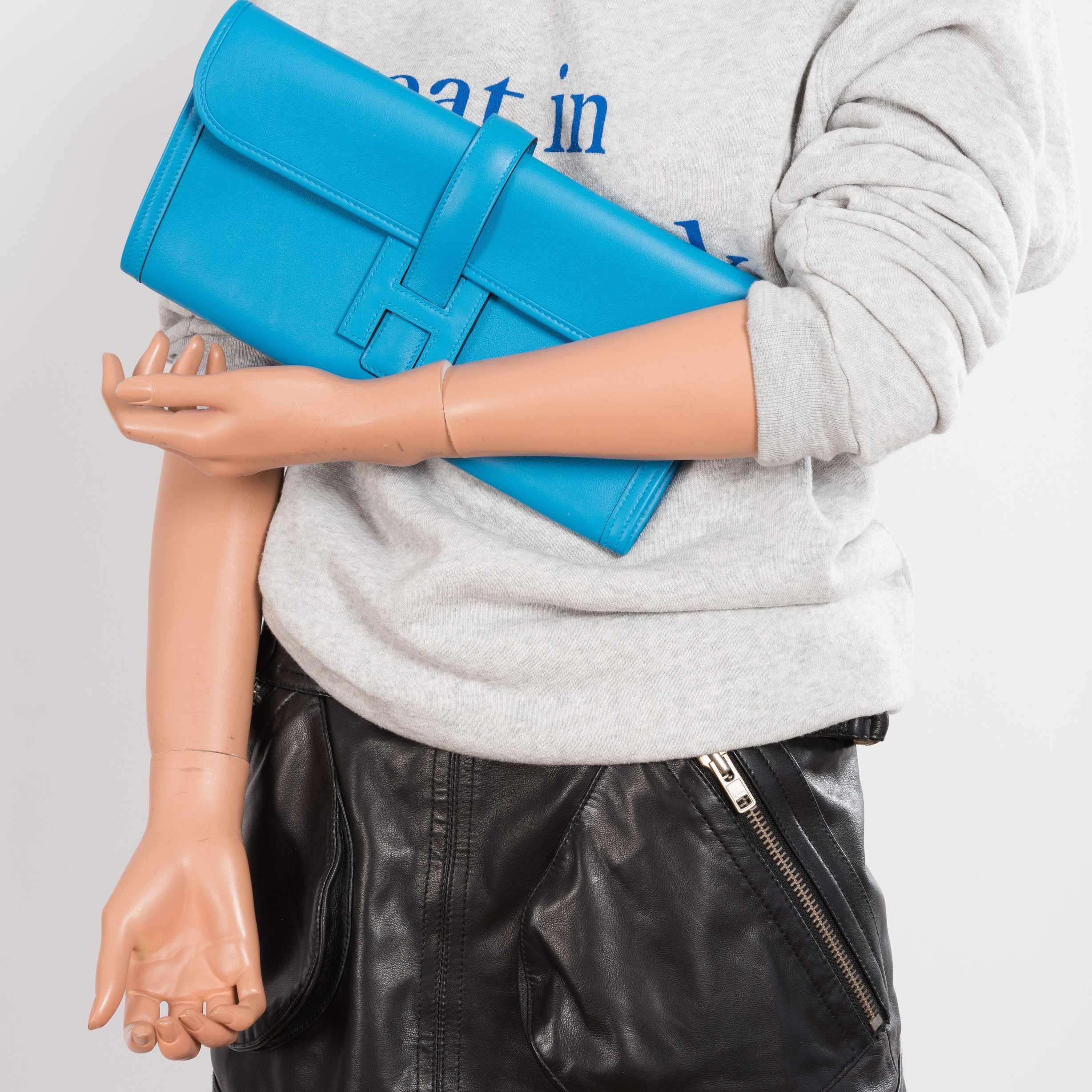 Hermès Jige Elan Clutch Blue Zanzibar Swift