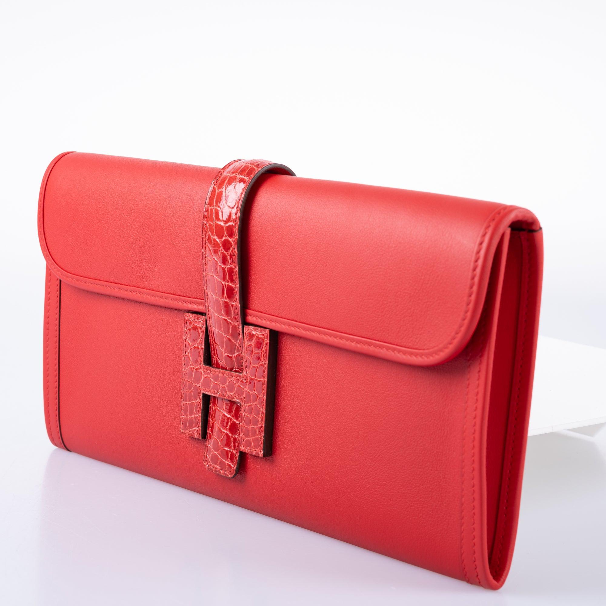 Hermès Jige Élan Rouge de Coeur Shiny Alligator & Swift