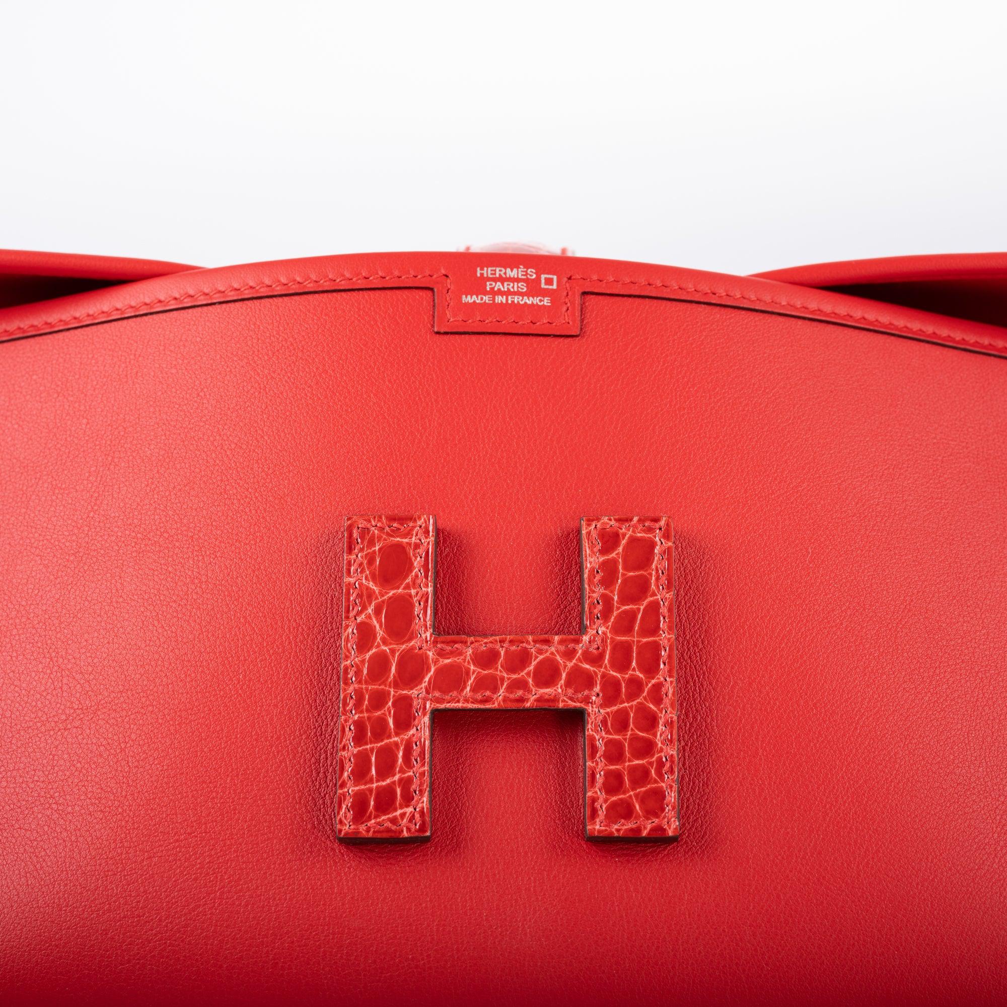 Hermès Jige Élan Rouge de Coeur Shiny Alligator & Swift
