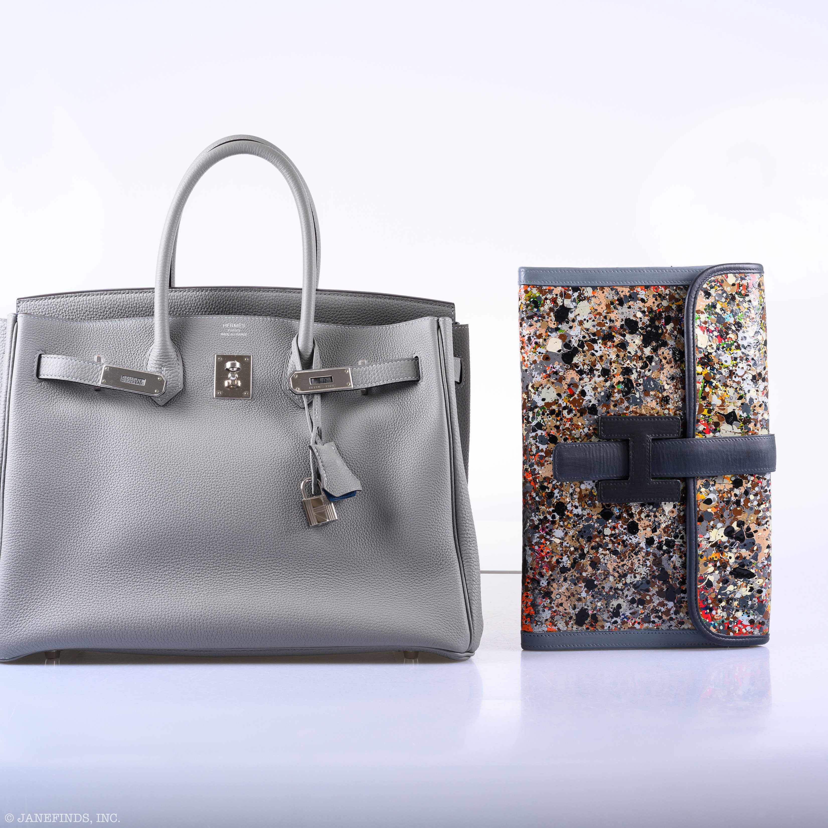 Hermès Jige MM “Saupoudré” Vache Naturelle Leather & Toile * JaneFinds Custom Shop
