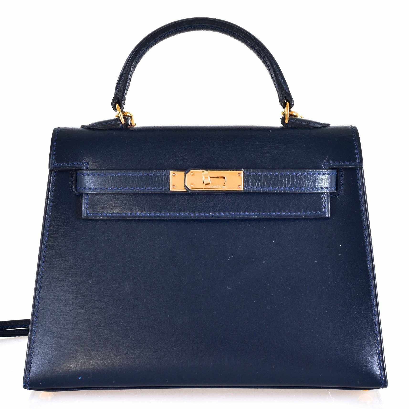 Hermès Kelly 15 Sellier Blue Box Gold Hardware Rare JANEFINDS