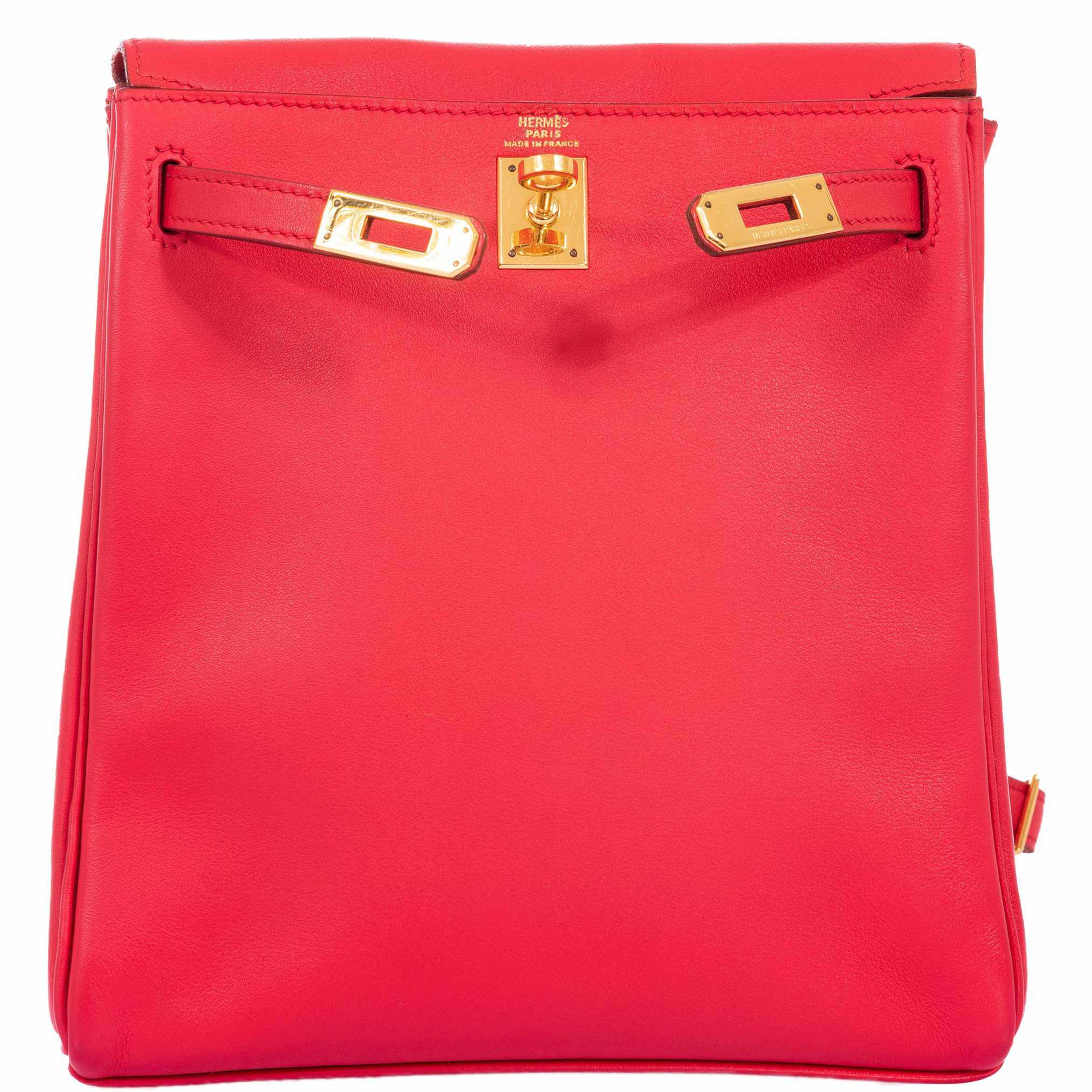 Hermès Kelly 20 Ado Backpack Rouge Vif Gulliver Gold Hardware
