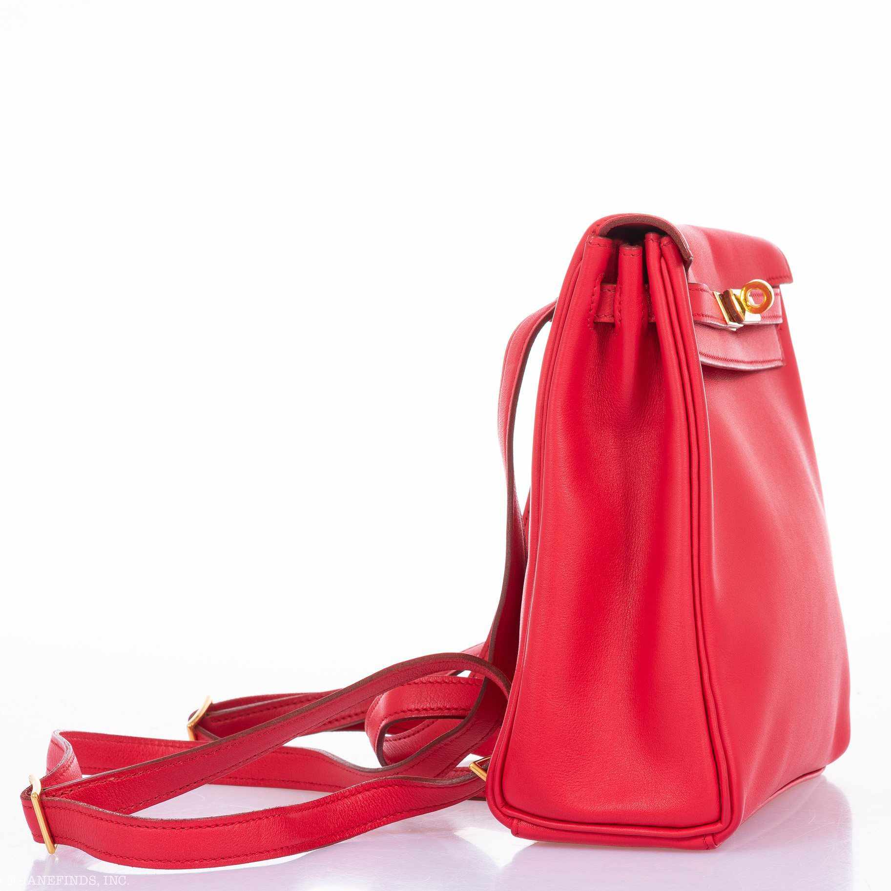Hermès Kelly 20 Ado Backpack Rouge Vif Gulliver Gold Hardware