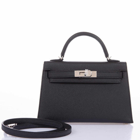 Hermès Kelly 20 Black Epsom Palladium Hardware