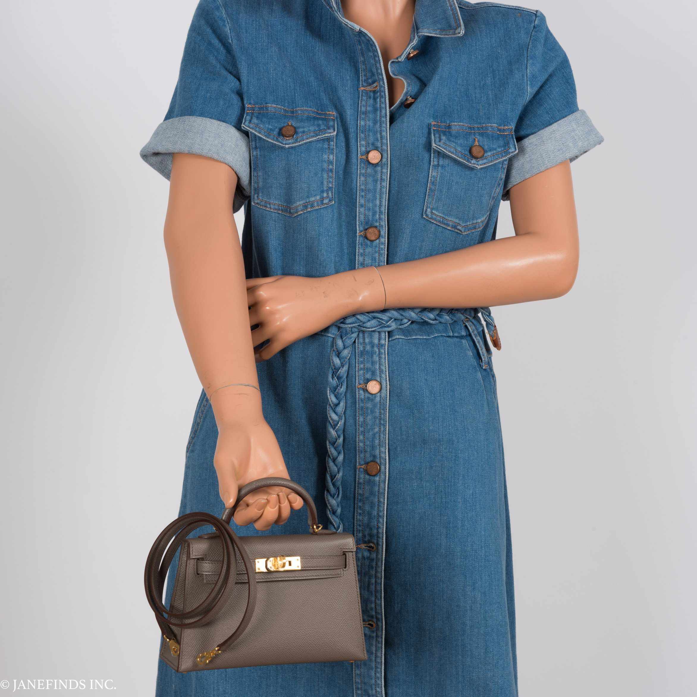 Hermès Kelly 20 Etain Epsom Gold Hardware