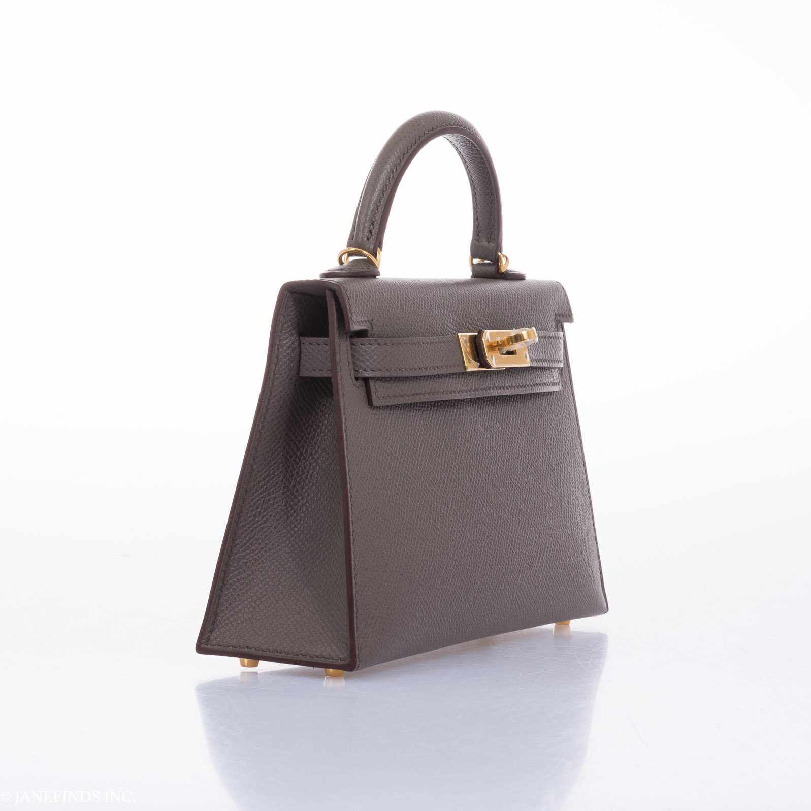 Hermès Kelly 20 Etain Epsom Gold Hardware