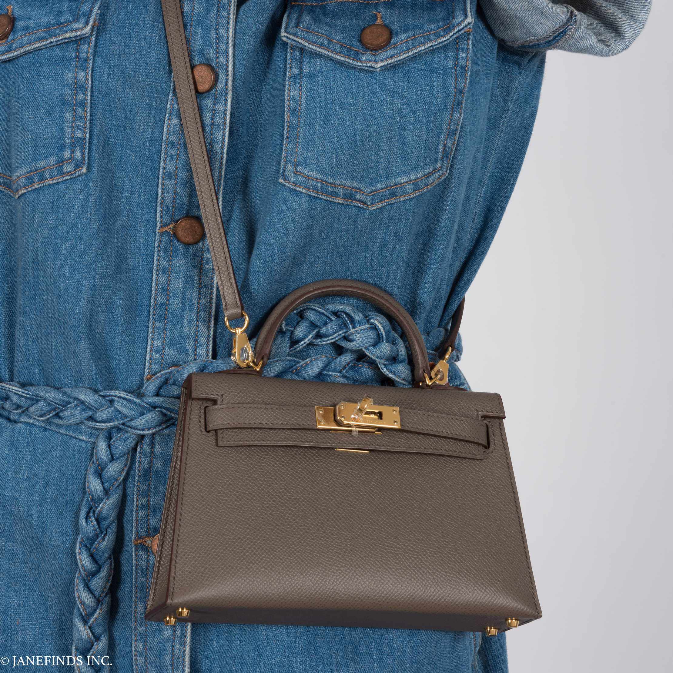 Hermès Kelly 20 Etain Epsom Gold Hardware