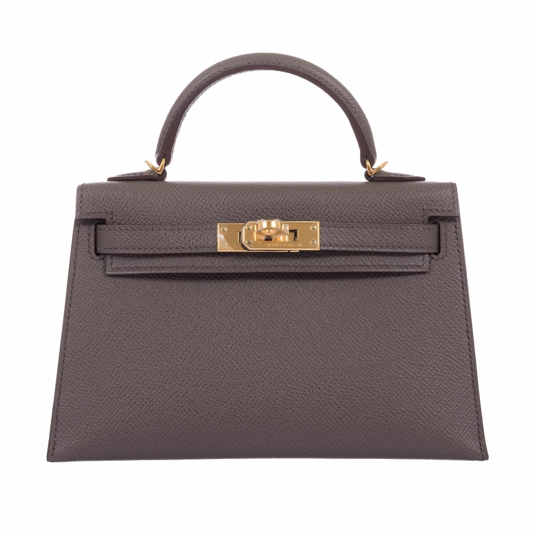 Hermes Kelly Pochette Mini Gris Etain Epsom, Luxury, Bags