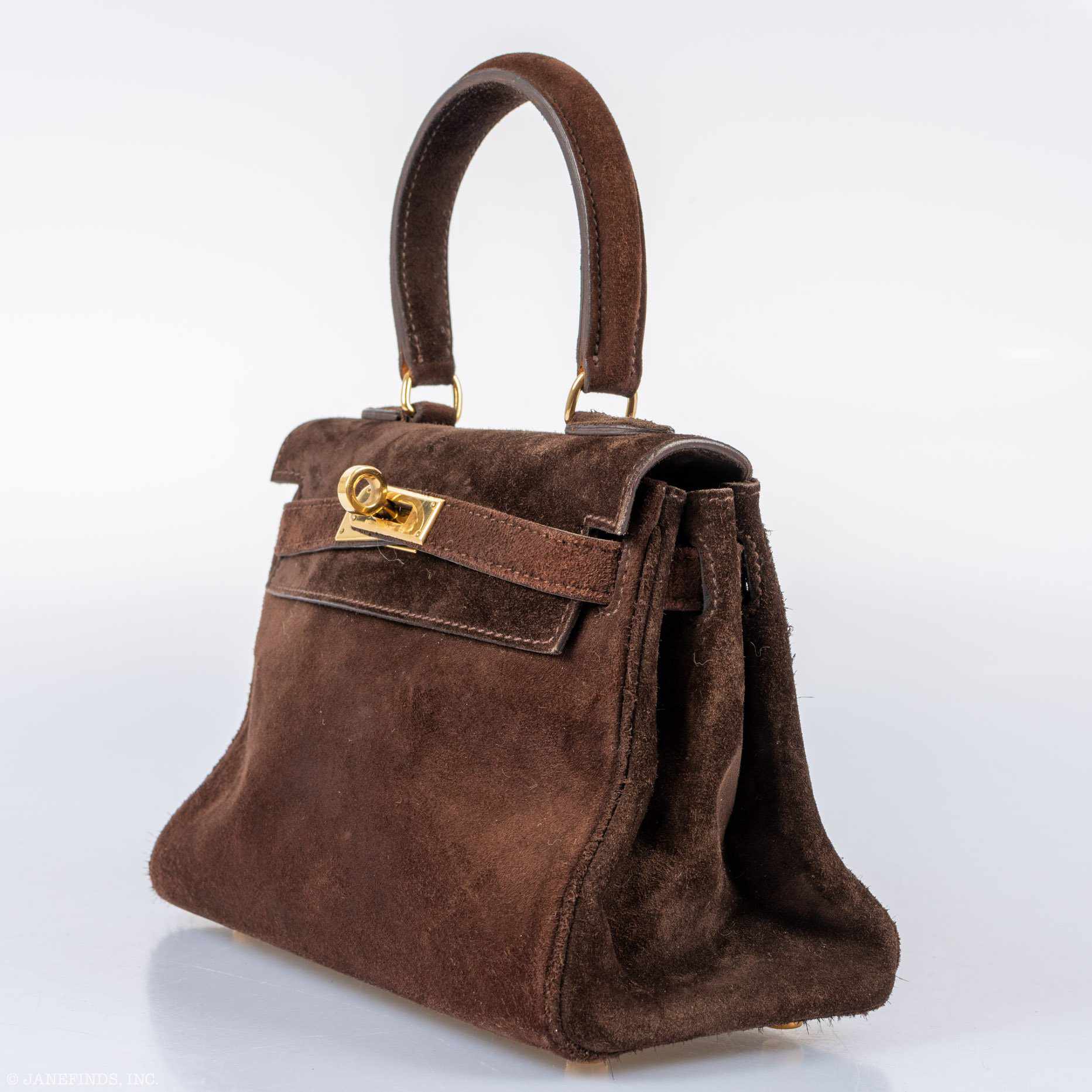 Hermès Kelly 20 Mini Chocolate Veau Doblis Suede Gold Hardware - Rare Vintage
