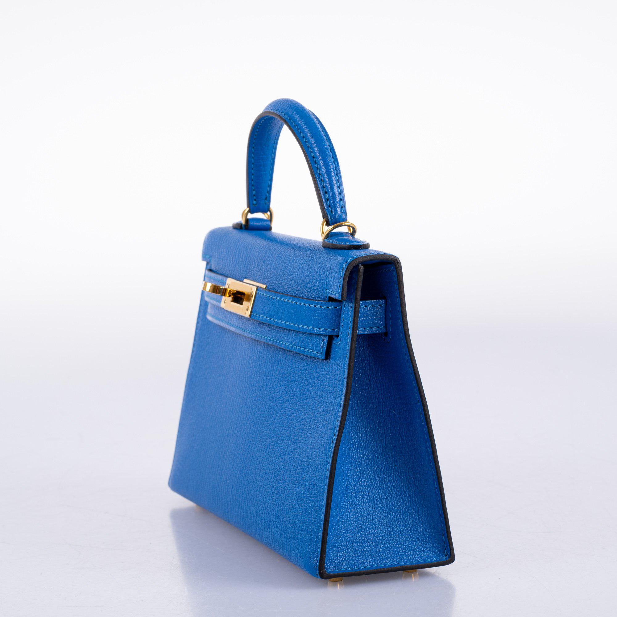 Hermès Kelly 20 Mini II Bleu Hydra Chevre Mysore Gold Hardware