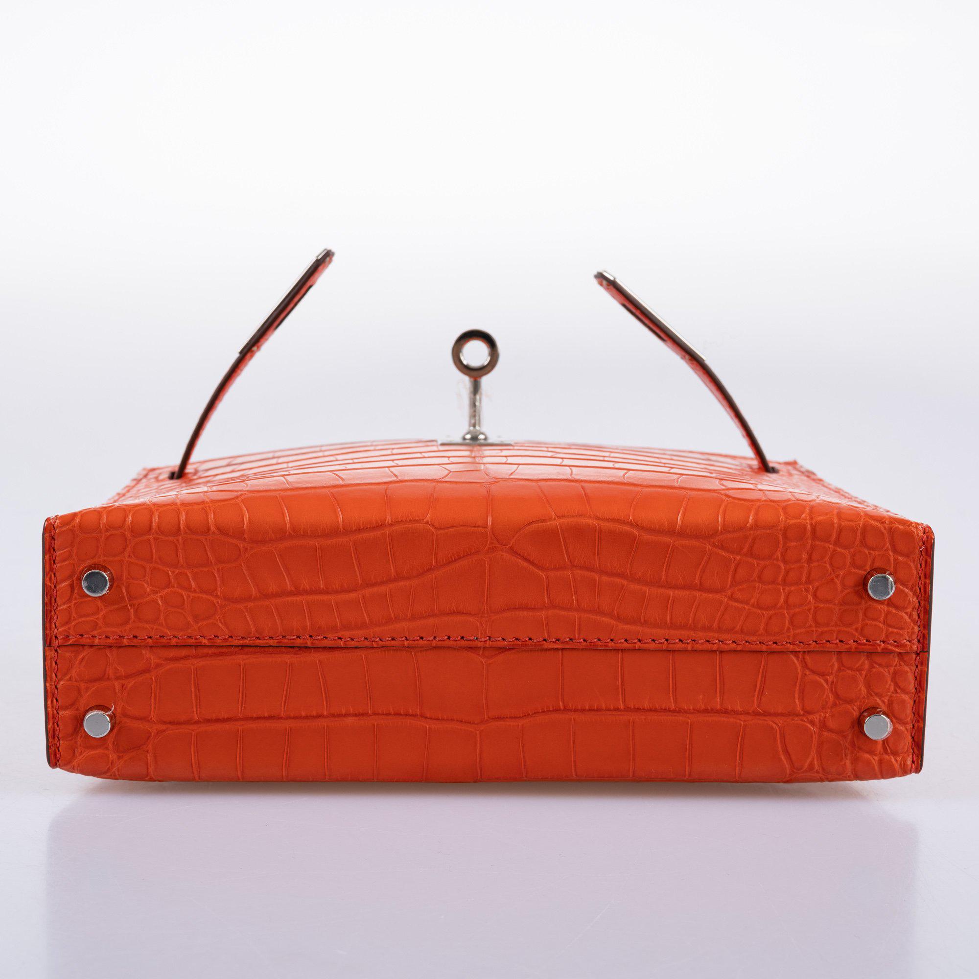 Hermès Kelly 20 Mini II Poppy Matte Alligator Palladium Hardware