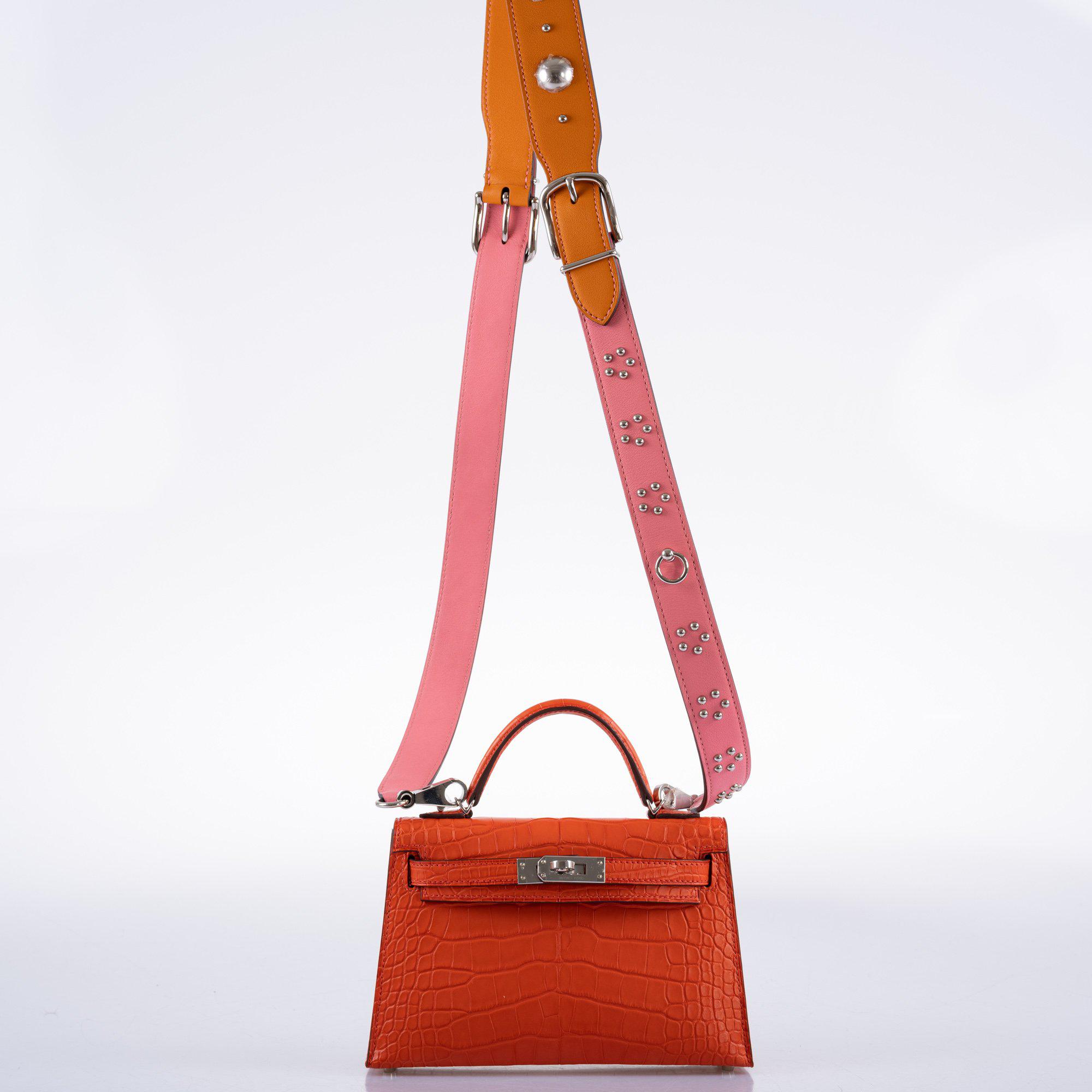 Hermès Kelly 20 Mini II Poppy Matte Alligator Palladium Hardware- 2021, Z