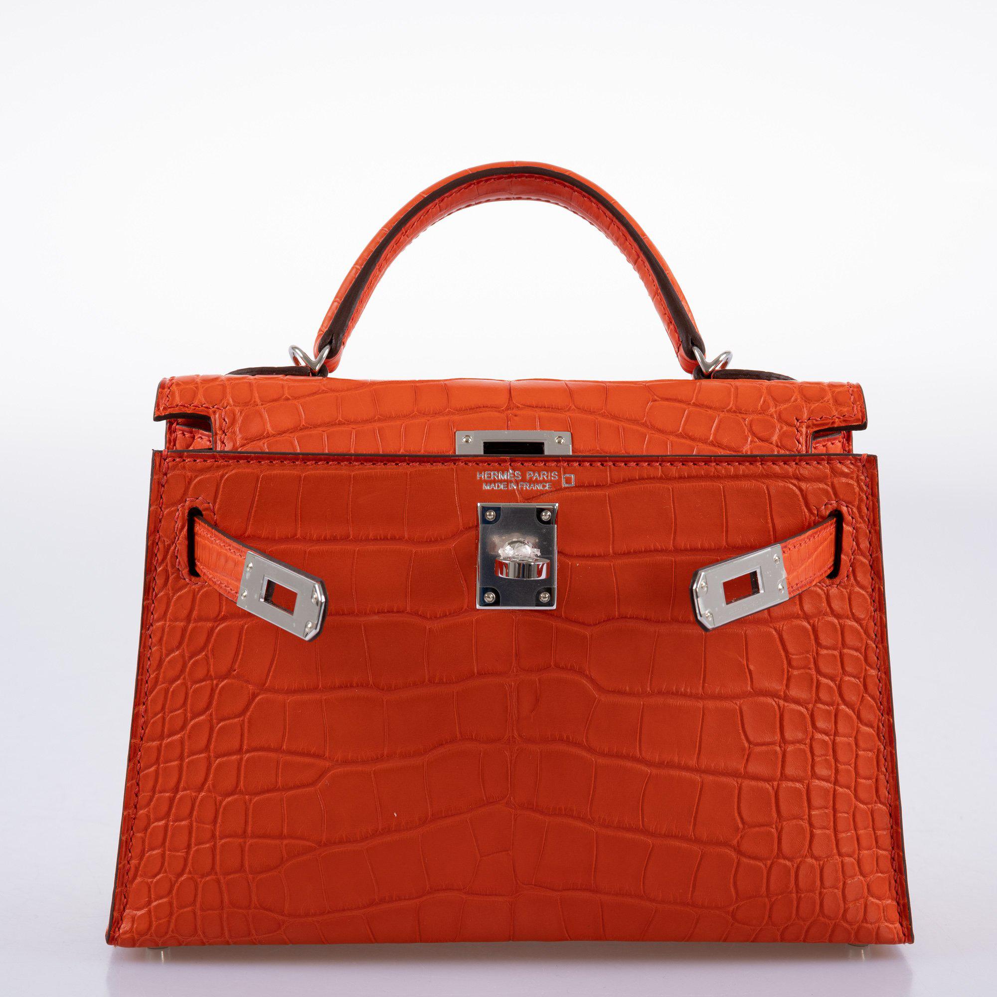 Hermès Kelly 20 Mini II Poppy Matte Alligator Palladium Hardware- 2021, Z