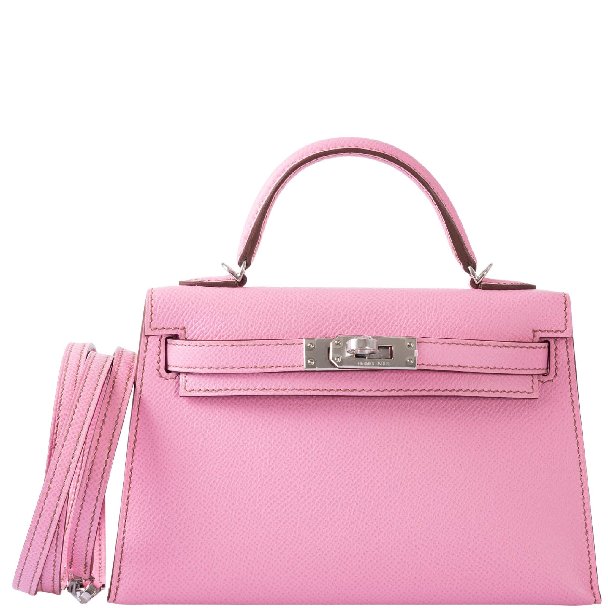Hermes Mini Kelly 20 Sellier Bag in 5P Pink Bubblegum Epsom Leather wi –  Mightychic