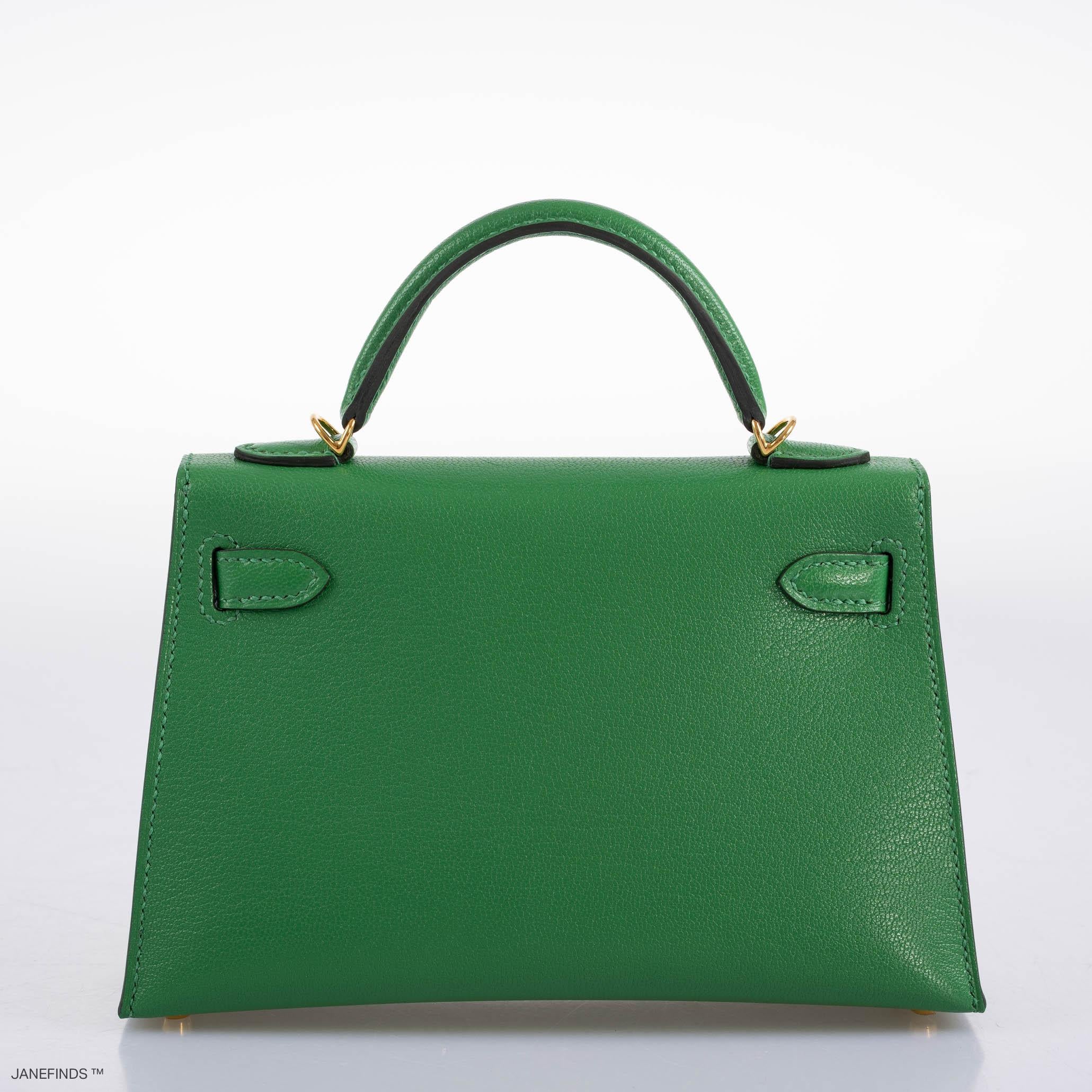 Hermès Kelly 20 Mini II Sellier Bambou Chevre with Gold Hardware - 2021, Z