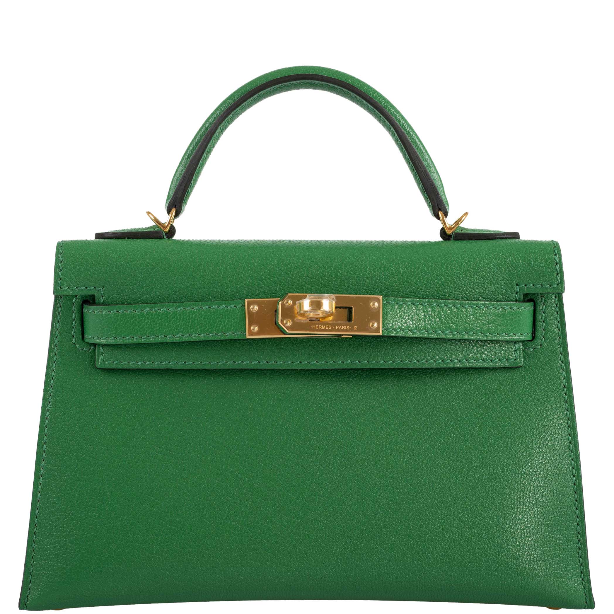 Hermès Kelly 20 Mini II Sellier Bambou Chevre with Gold Hardware - 2021, Z