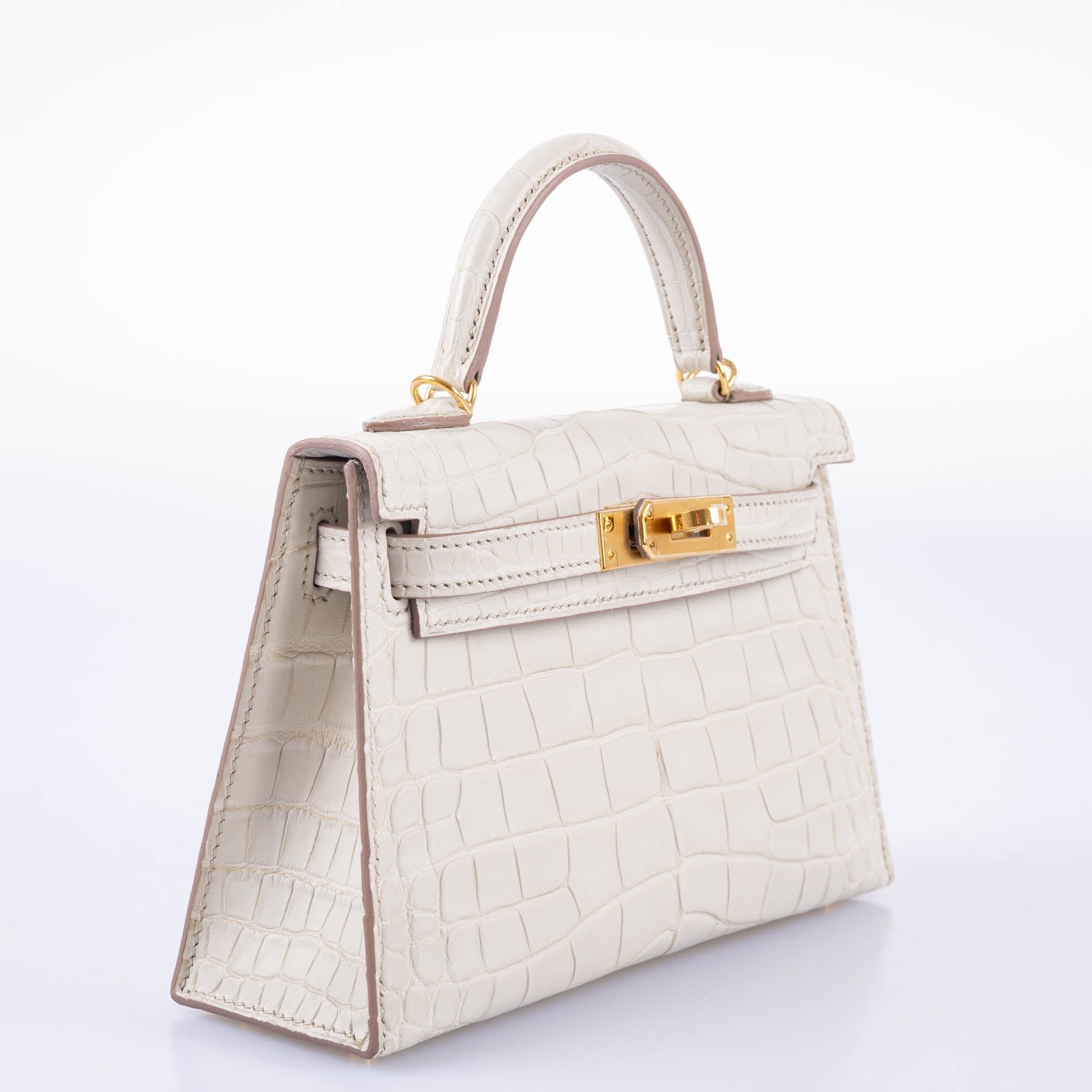 Hermès Kelly 20 Mini II Sellier Beton Matte Alligator with Gold Hardware