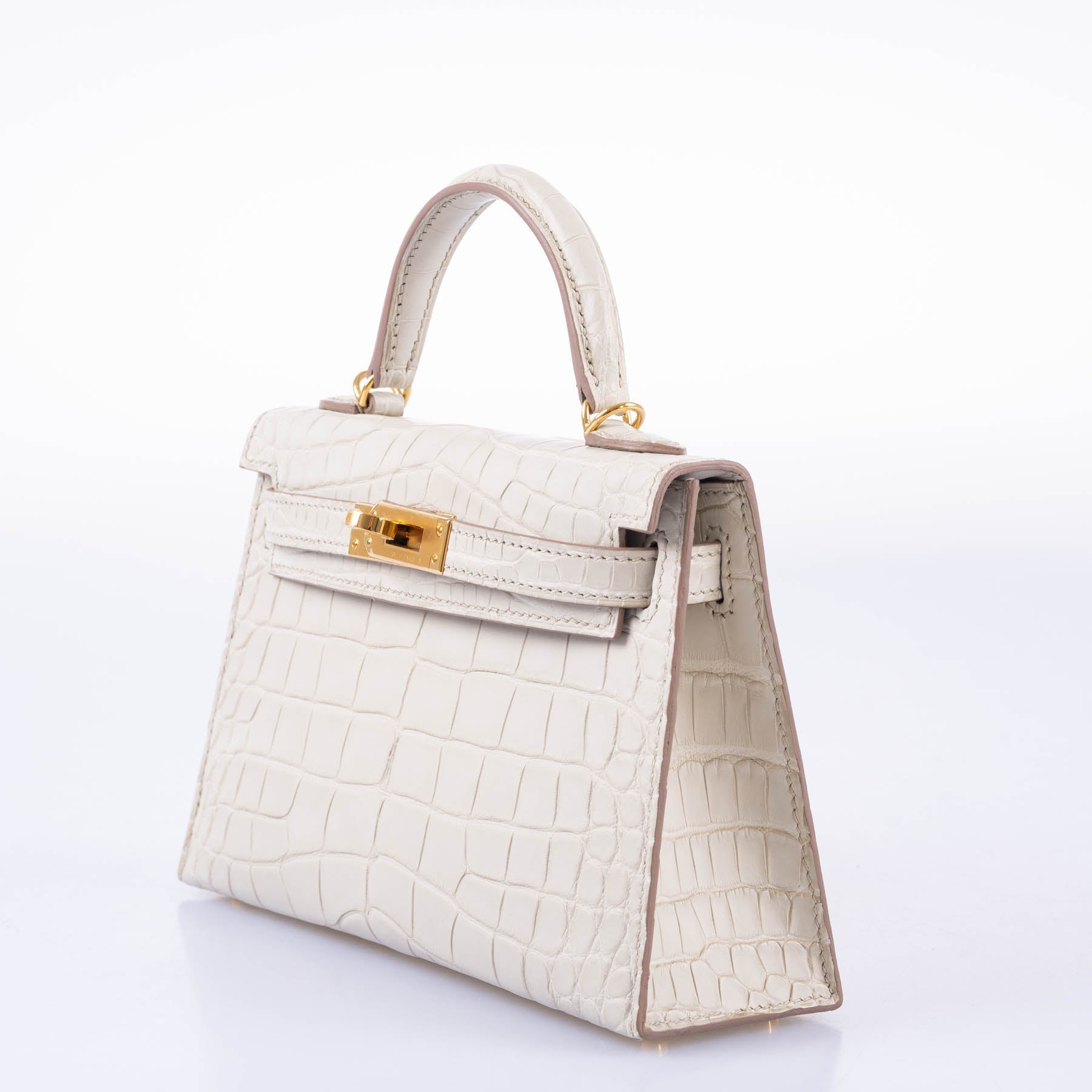 Hermès Kelly 20 Mini II Sellier Beton Matte Alligator with Gold Hardware