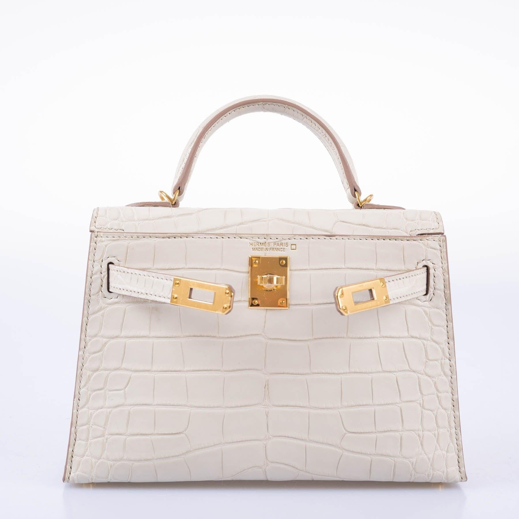 Hermès Kelly 20 Mini II Sellier Beton Matte Alligator with Gold Hardware
