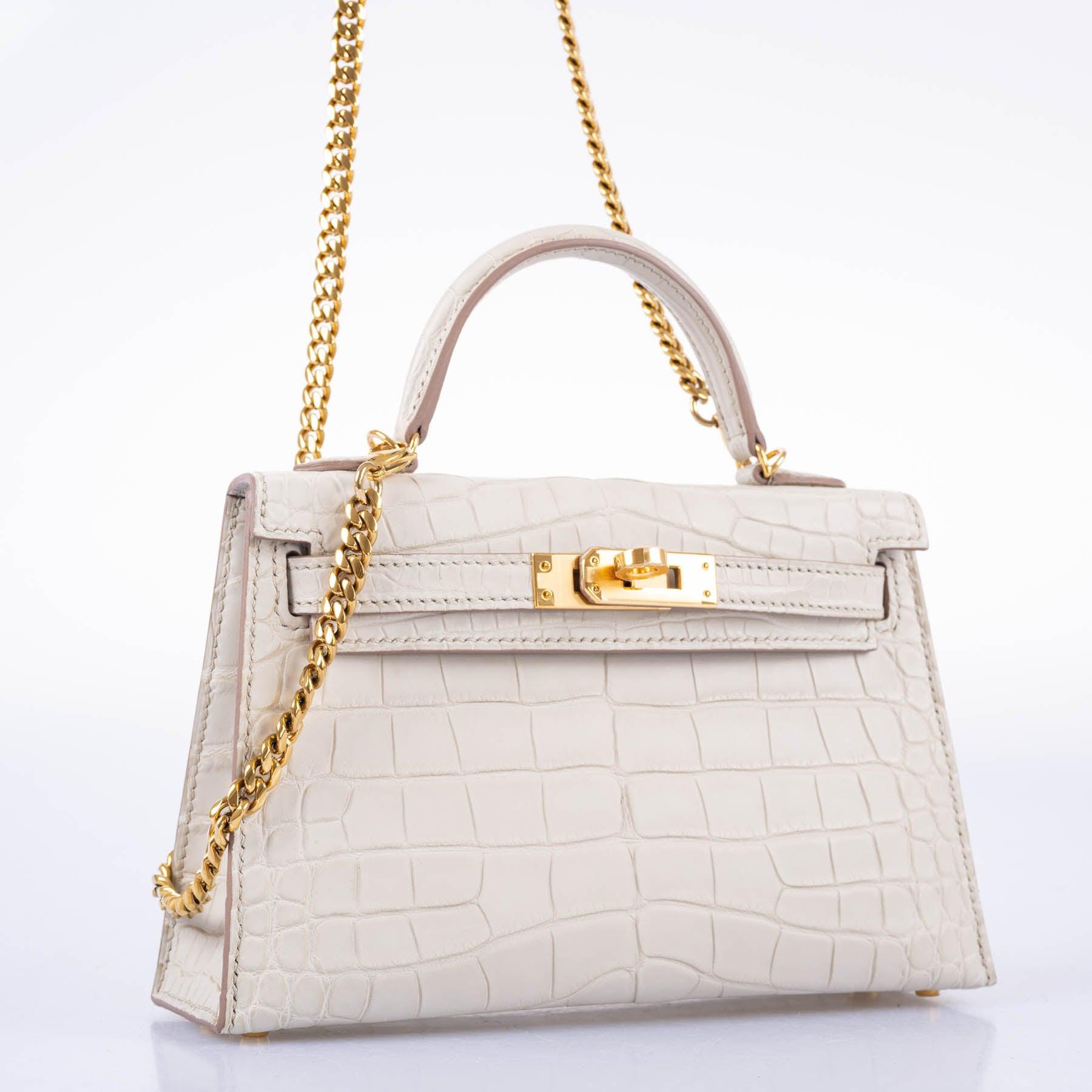 Hermès Kelly 20 Mini II Sellier Beton Matte Alligator with Gold Hardware
