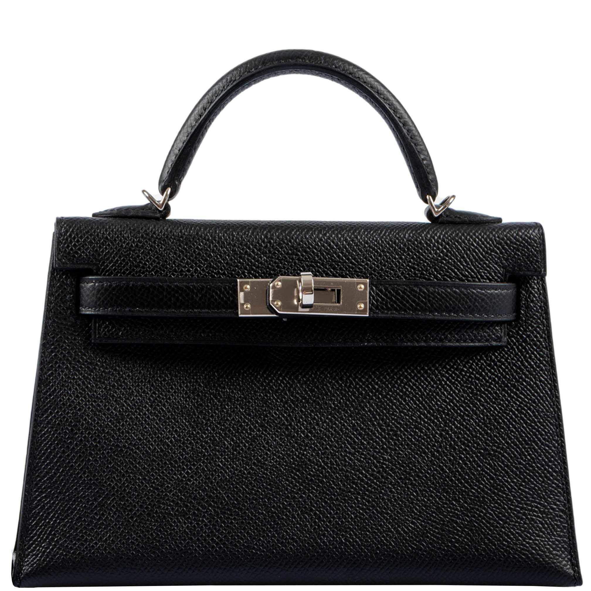 Hermès Kelly 20 Mini II Sellier Black Epsom Palladium Hardware - 2020