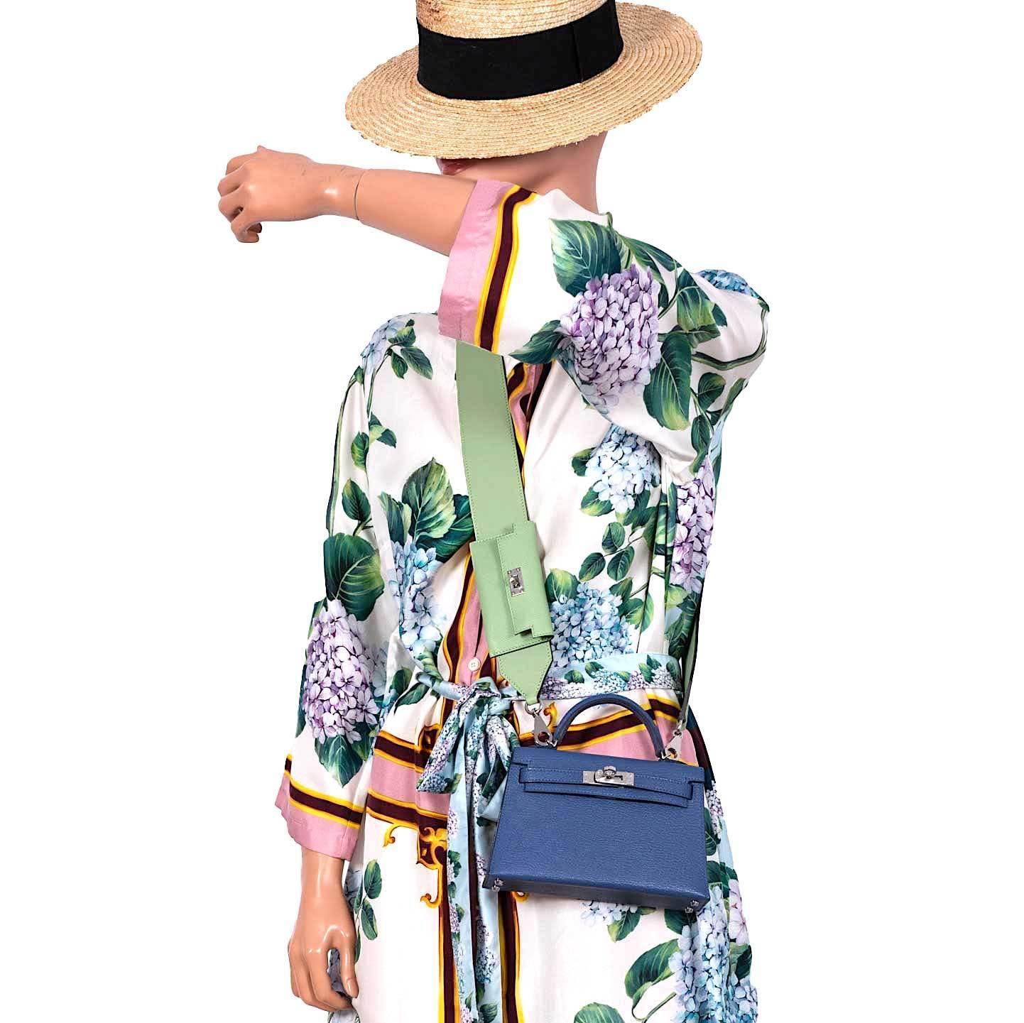 Hermès Kelly 20 Mini II Sellier Blue Brighton & Magnolia Chevre with Palladium Hardware - 2020, Y