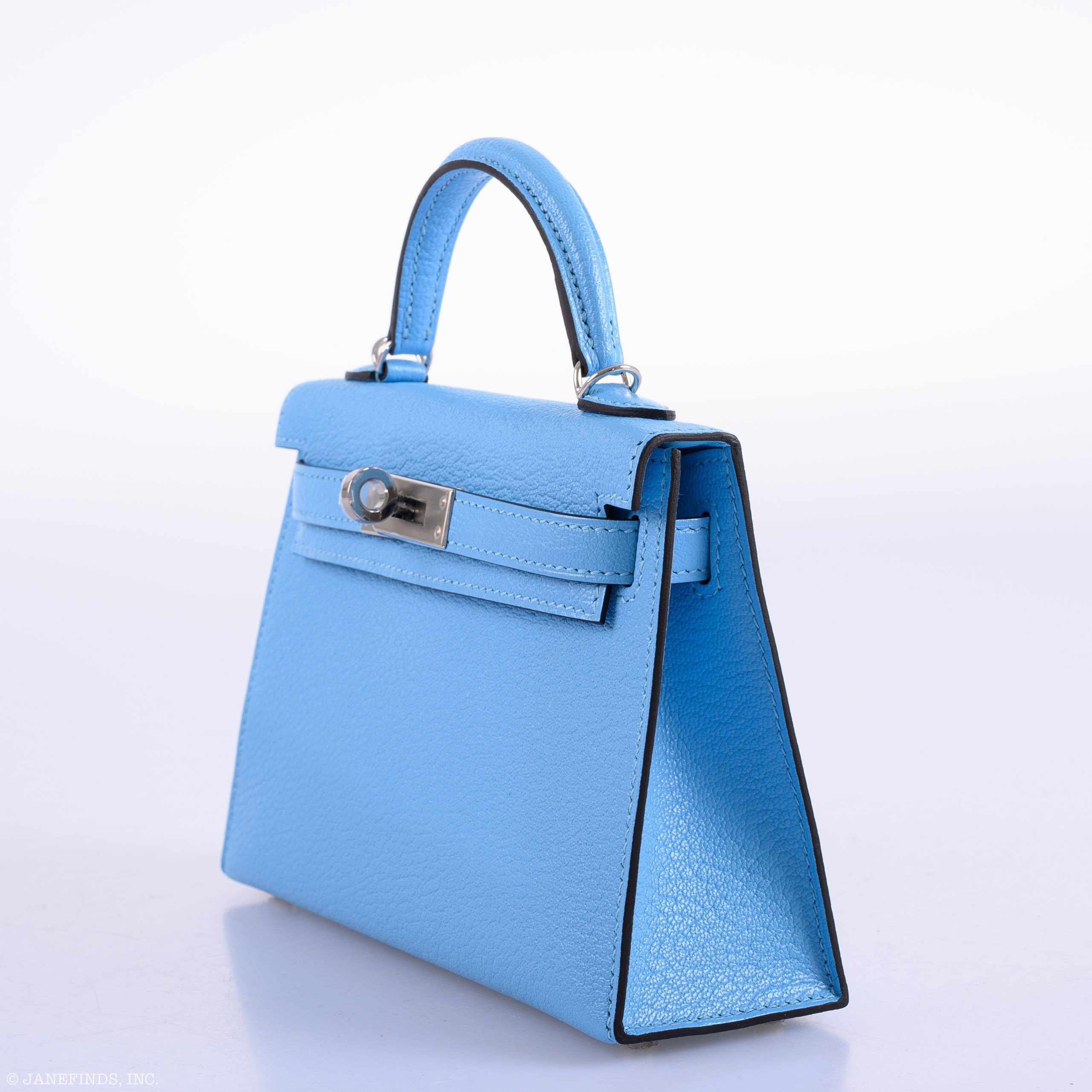 Hermès Kelly 20 Mini II Sellier Blue Celeste Chevre Palladium Hardware - 2019, D