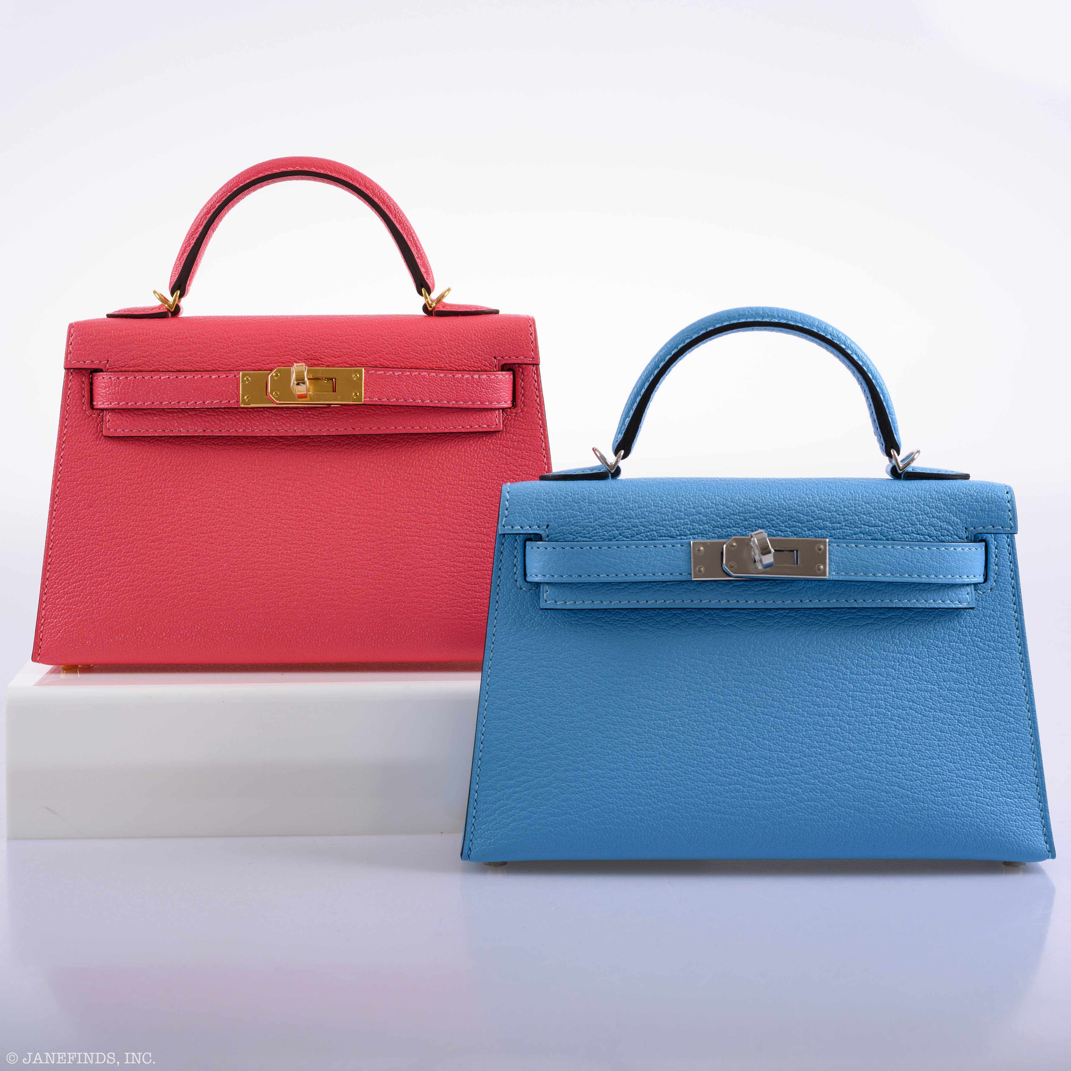 Hermès Kelly 20 Mini II Sellier Blue Celeste Chevre Palladium Hardware - 2019, D