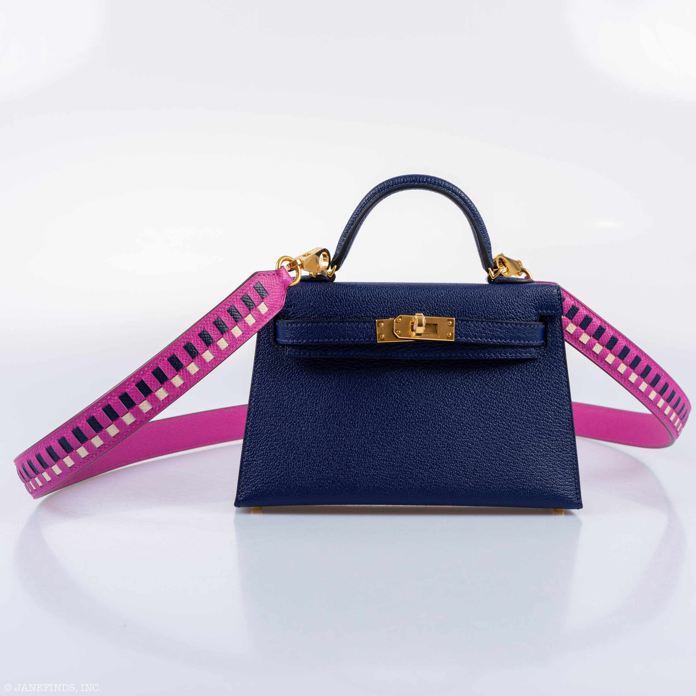 Hermès Kelly 20 Mini II Sellier Blue Encre Chèvre Gold Hardware