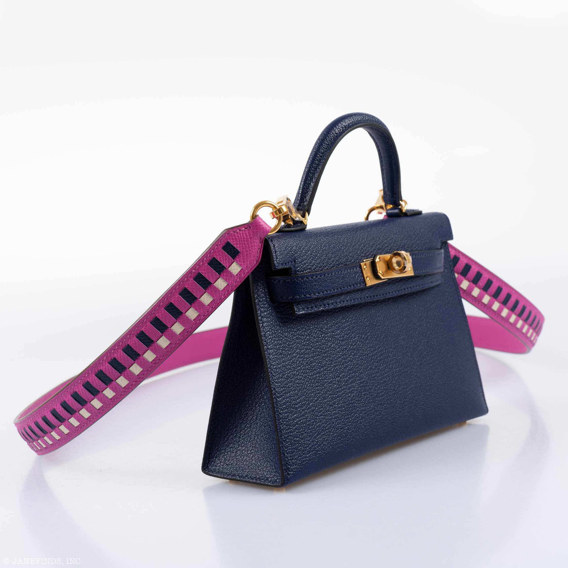 Hermès Kelly 20 Mini II Sellier Blue Encre Chèvre Gold Hardware