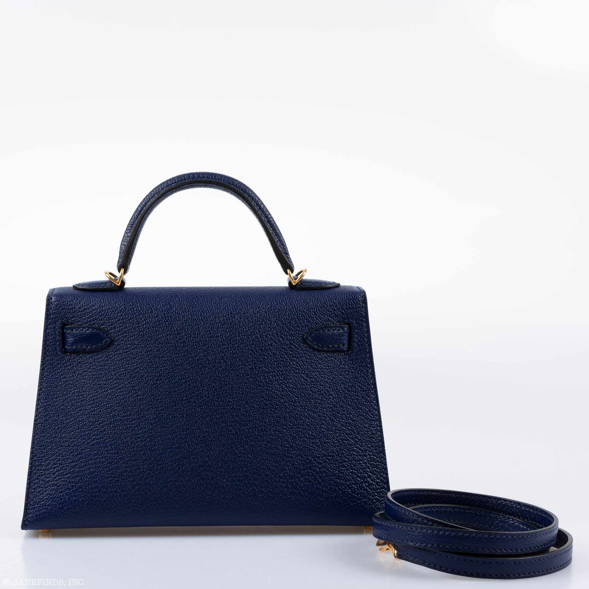 Hermès Kelly 20 Mini II Sellier Blue Encre Chèvre Gold Hardware