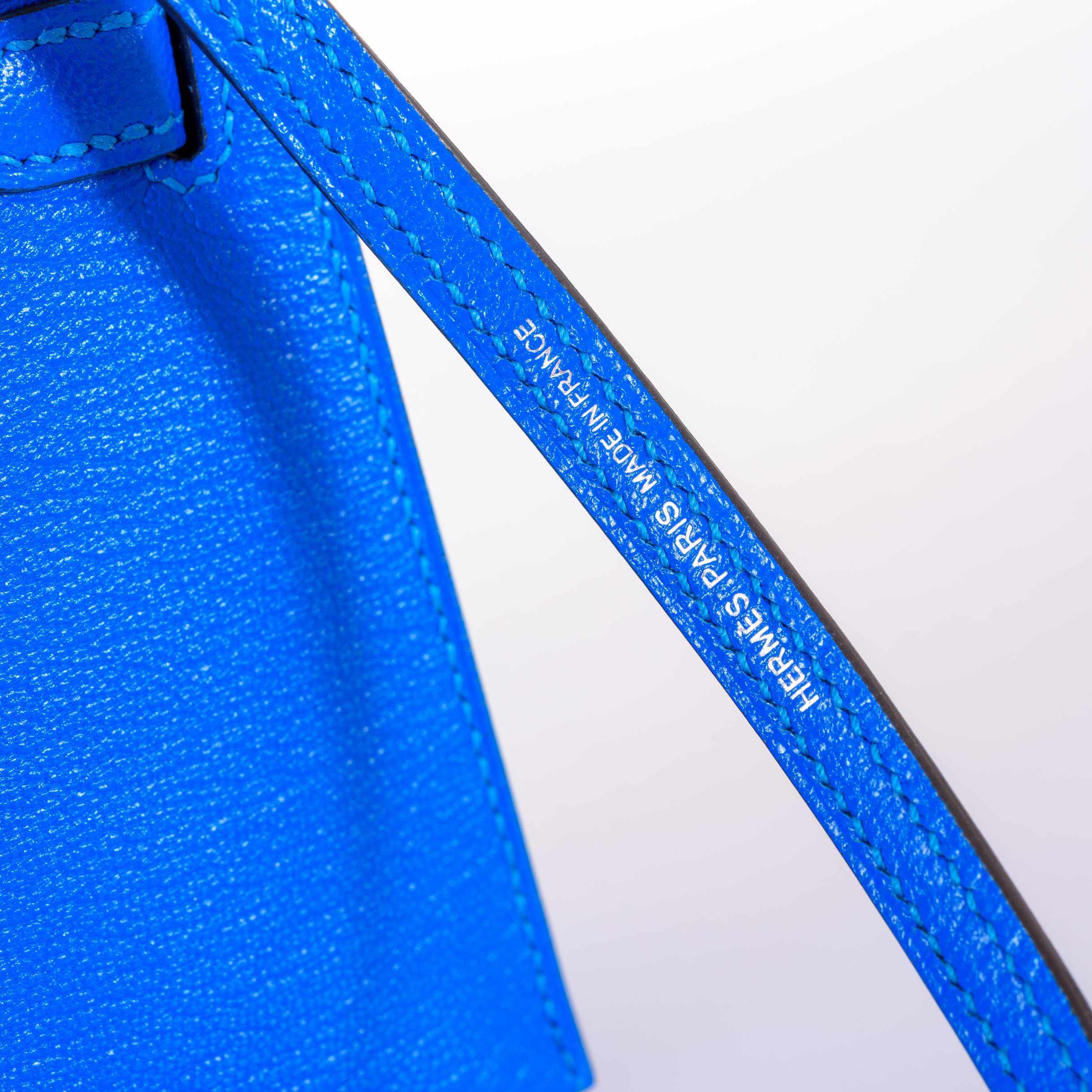 Hermès Kelly 20 Mini II Sellier Blue Hydra Chevre Palladium Hardware