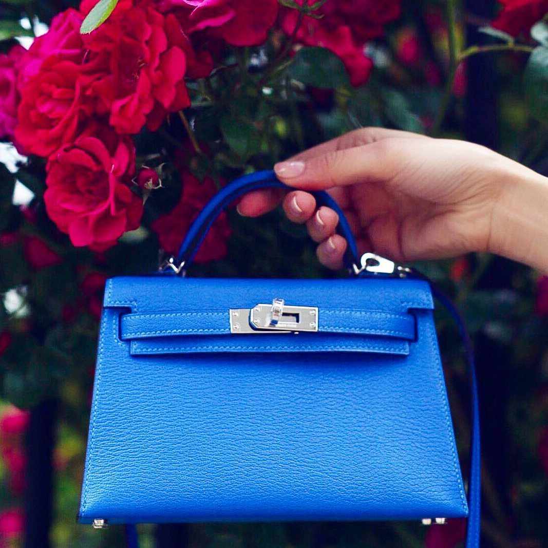 Hermès Kelly 20 Mini II Sellier Blue Hydra Chevre Palladium Hardware
