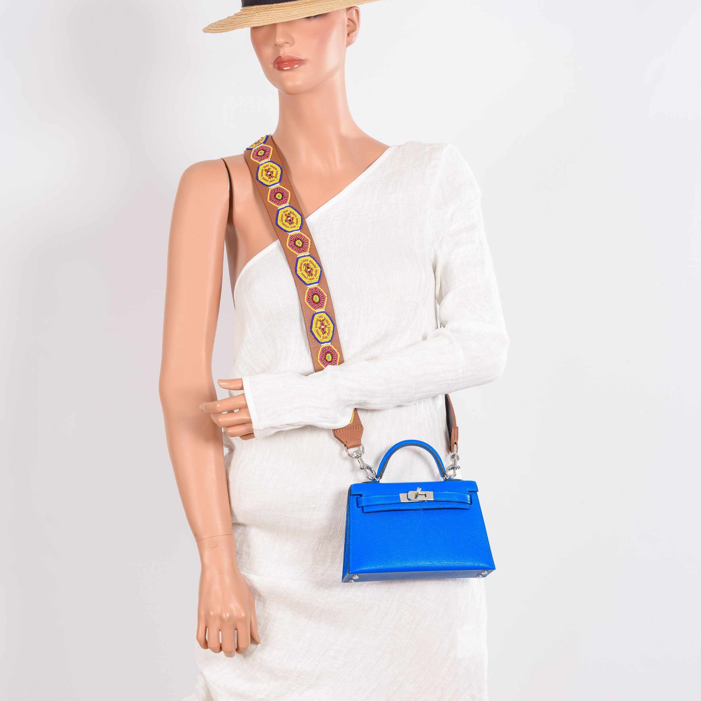 Hermès Kelly 20 Mini II Sellier Blue Hydra Chevre Palladium Hardware