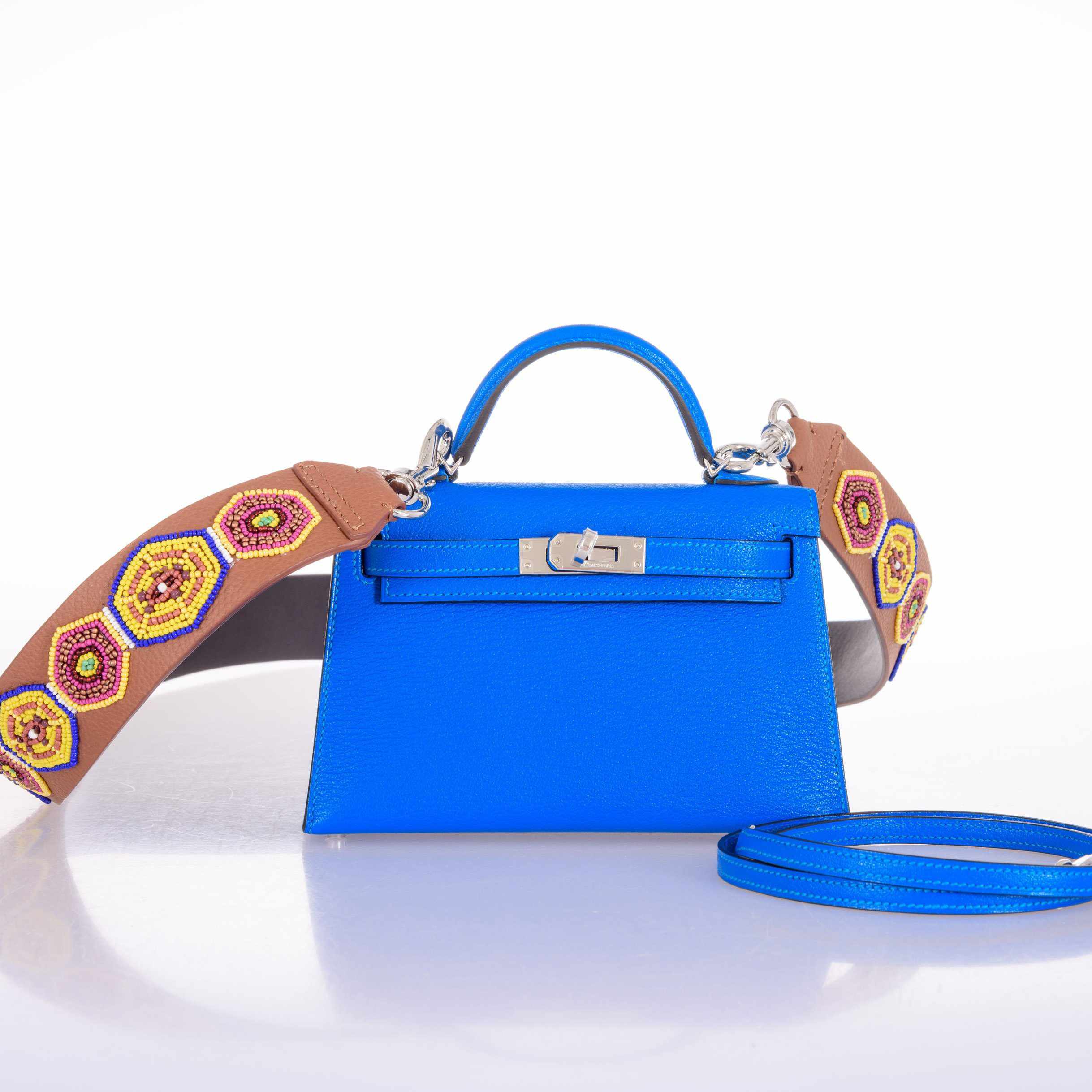 Hermès Kelly 20 Mini II Sellier Blue Hydra Chevre Palladium Hardware