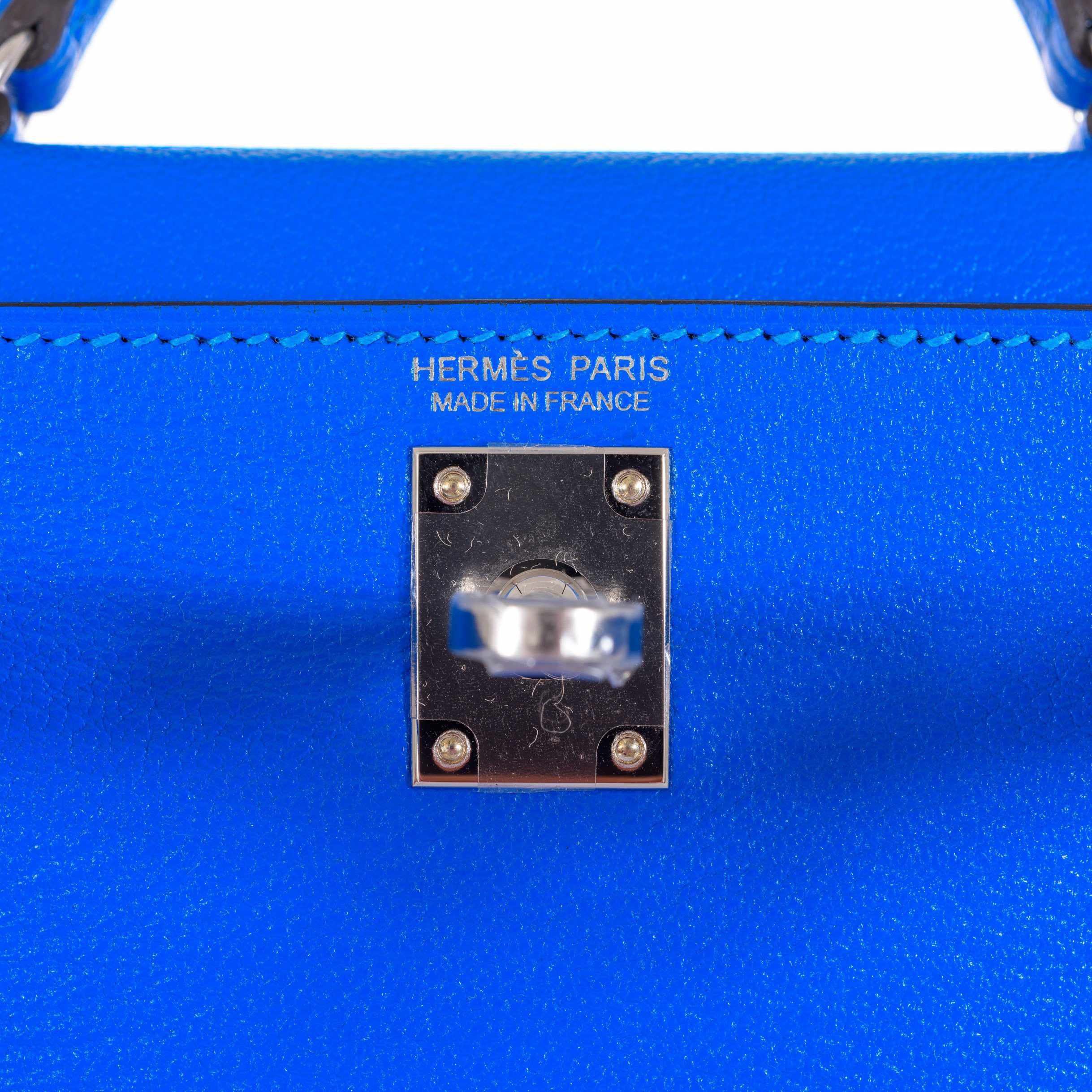 Hermès Kelly 20 Mini II Sellier Blue Hydra Chevre Palladium Hardware
