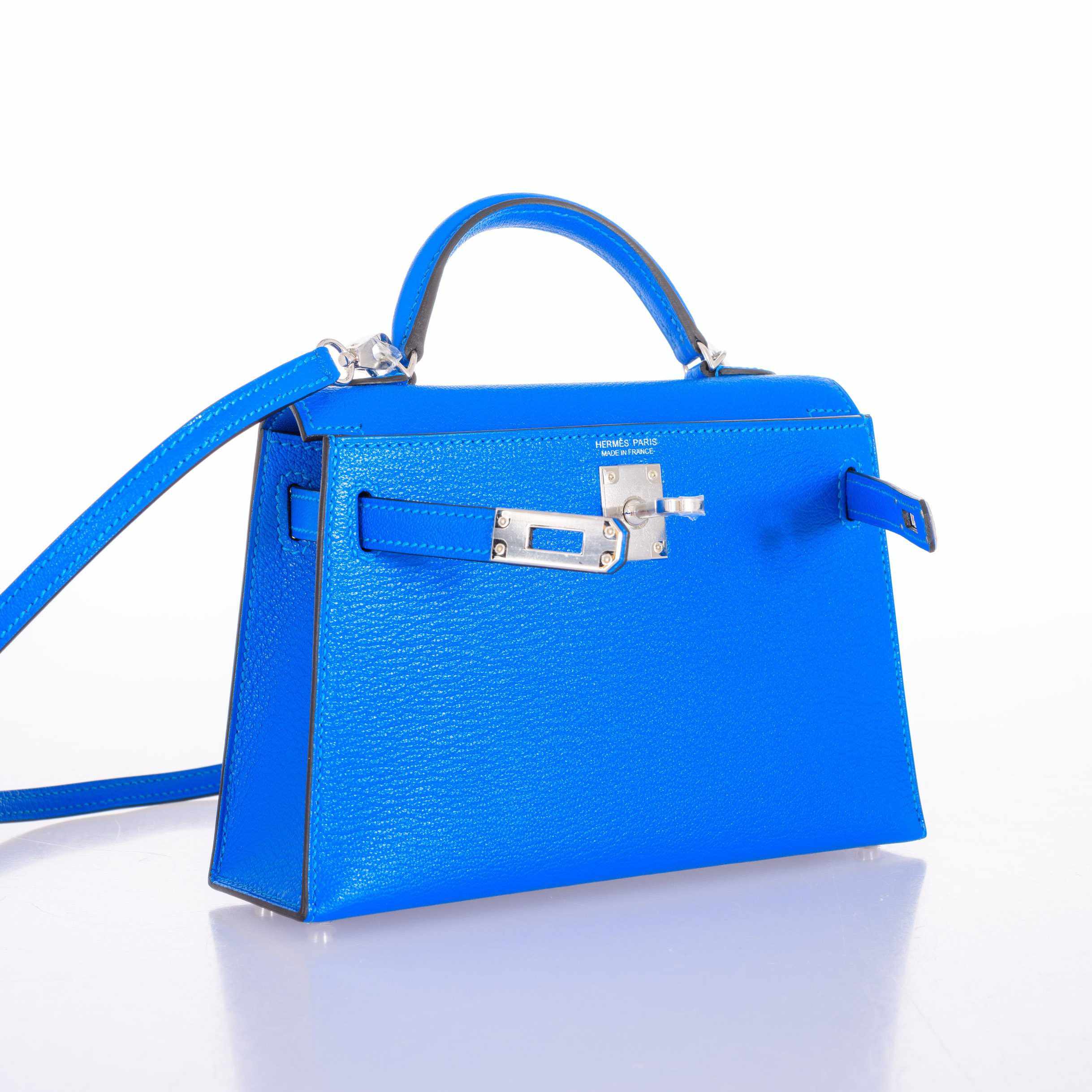 Hermès Kelly 20 Mini II Sellier Blue Hydra Chevre Palladium Hardware