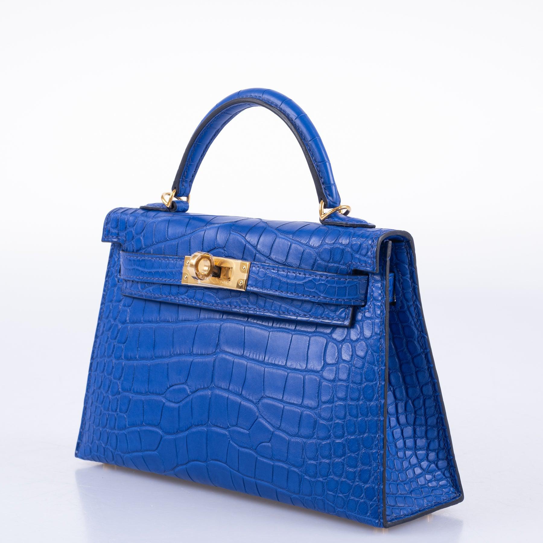 Hermès Kelly 20 Mini II Sellier Blue Royal Matte Alligator Gold Hardware